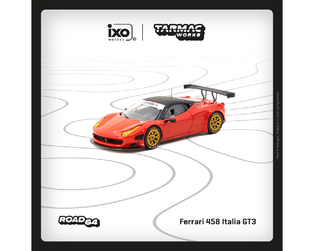 PREORDER Tarmac Works 1:64 Scale Ferrari 458 Italia GT3 Diecast Model Car - Red - Collectible Racing Car for Display, Gifts & Model Enthusiasts