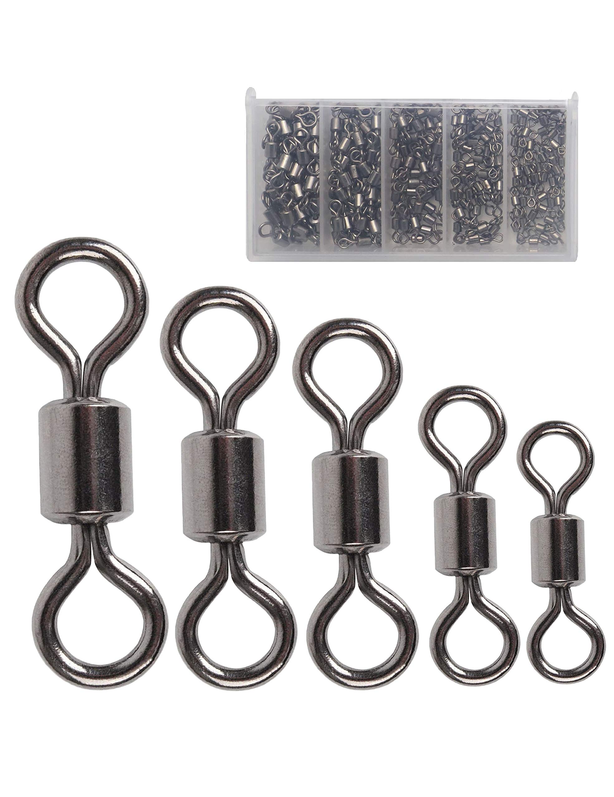 210pcs Fishing Barrel Swivels with Rolling Bearing Snap Connectors - Saltwater & Freshwater Fishing Gear for Bass, Trout & Catfish - Perfect for Lure Fishing, Trolling & Ice Fishing