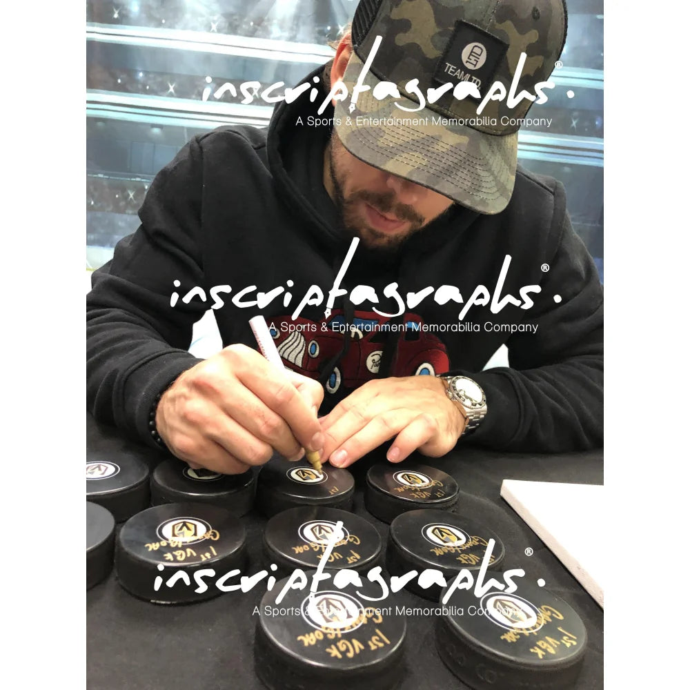 Chandler Stephenson Autographed Vegas Golden Knights Puck - 1st VGK Goal Inscribed 12/3/19 with COA - Perfect for Hockey Memorabilia Collectors and NHL Fans
