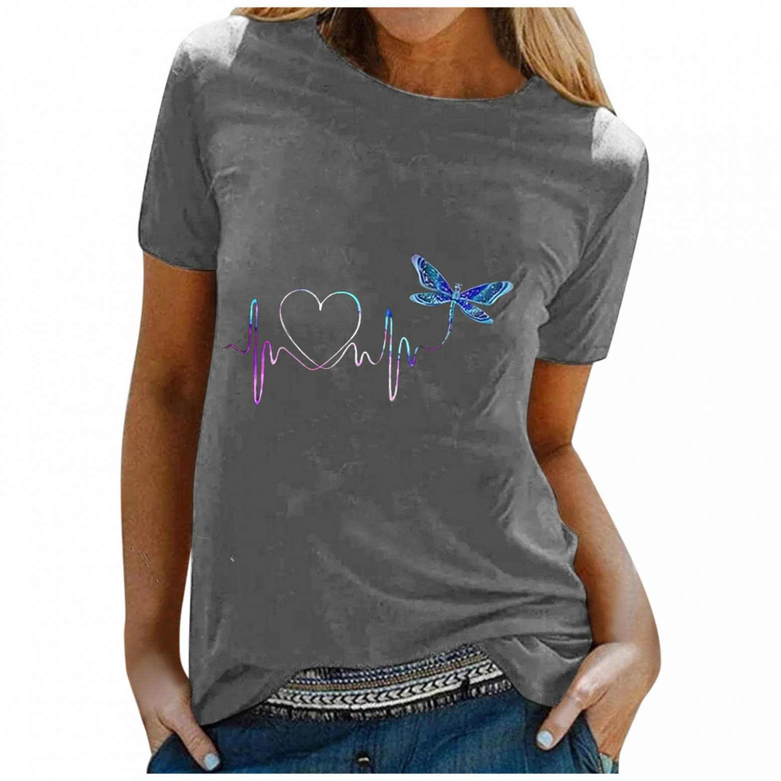 Women's Casual Summer Graphic Printed T-Shirt - Round Neck Short Sleeve Tee for Everyday Wear | Perfect for Outfits, Beach Trips & Summer Activities