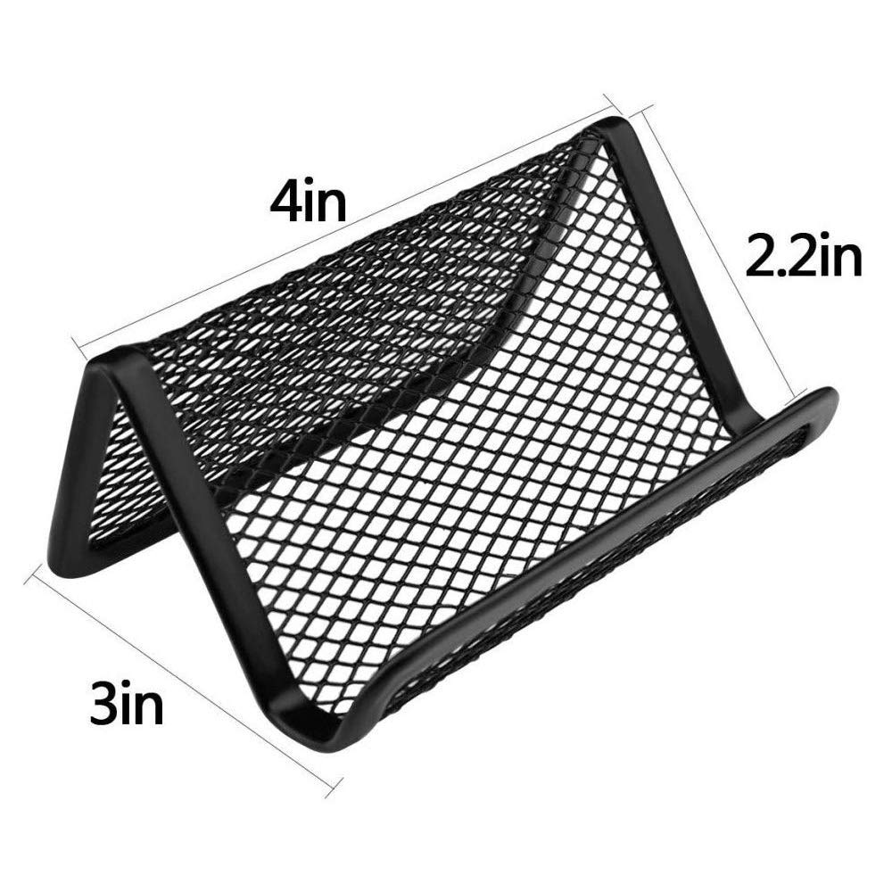 Premium Black Metal Mesh Business Card Holder - 6 Pack for Office Desk Organizer, Professional Name Card Display | Perfect for Networking, Conferences & Corporate Gifts