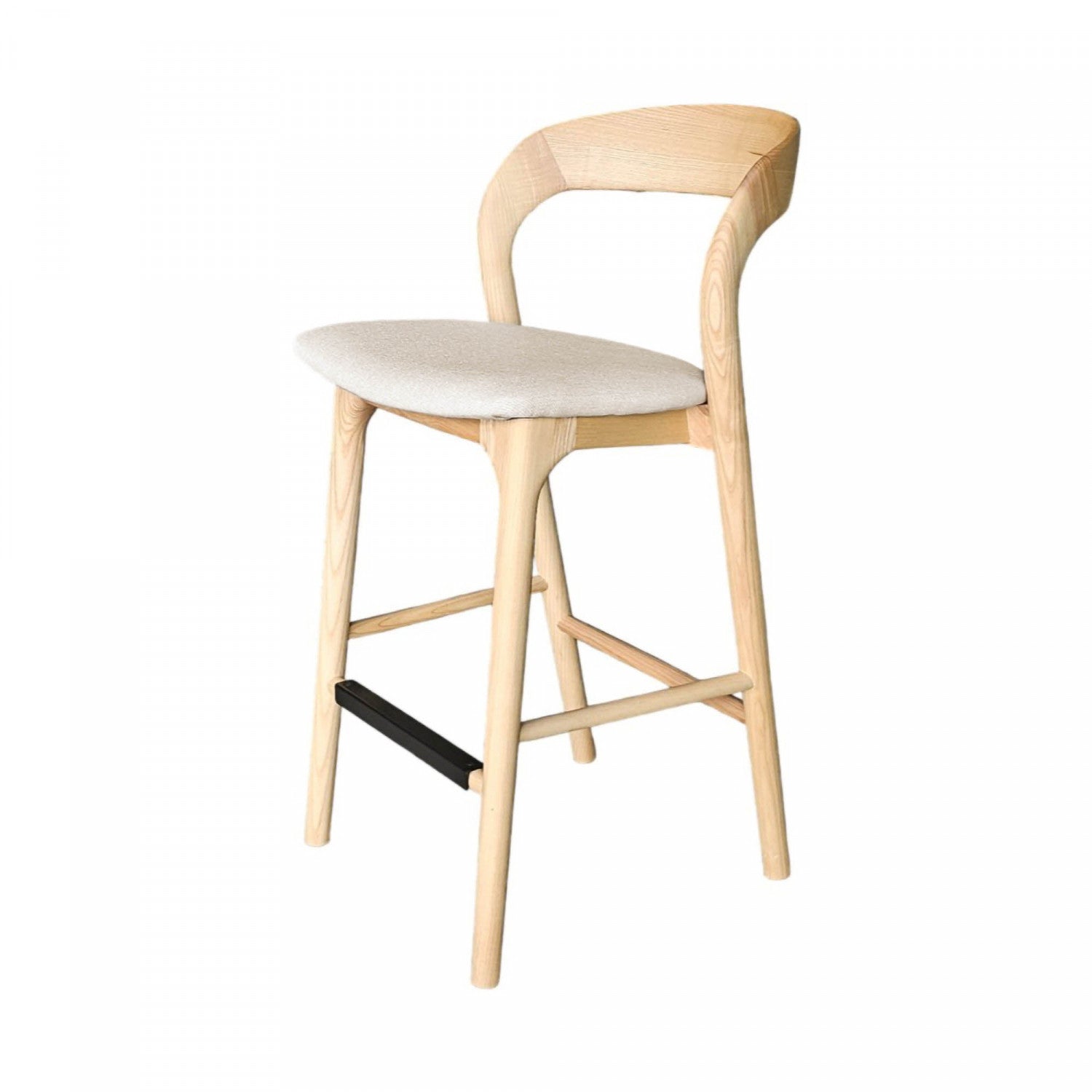 Brivonne Natural Wood Counter Stool - Adjustable Height Bar Stool for Kitchen Island, Breakfast Nook & Home Decor - Modern Farmhouse Dining Furniture