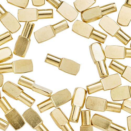 WidgetCo 5mm Brass Shelf Pins - 25 Pack Premium Shelf Supports with Architectural Finish for Cabinets, Bookshelves & DIY Furniture Projects