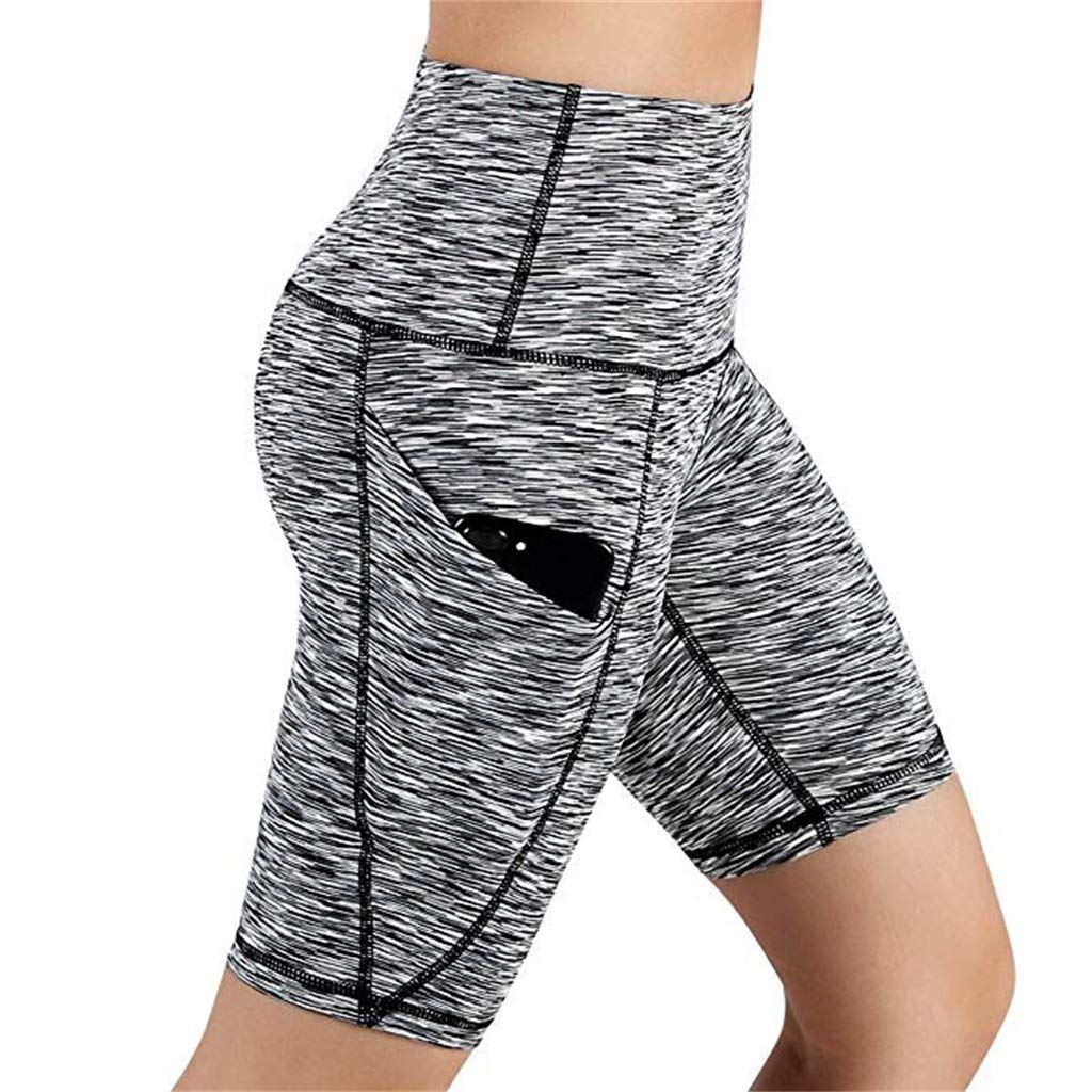 ZEFOTIM Women's High Waist Yoga Shorts with Pockets - Casual Athletic Running Workout Pants for Yoga, Gym & Lounge Wear