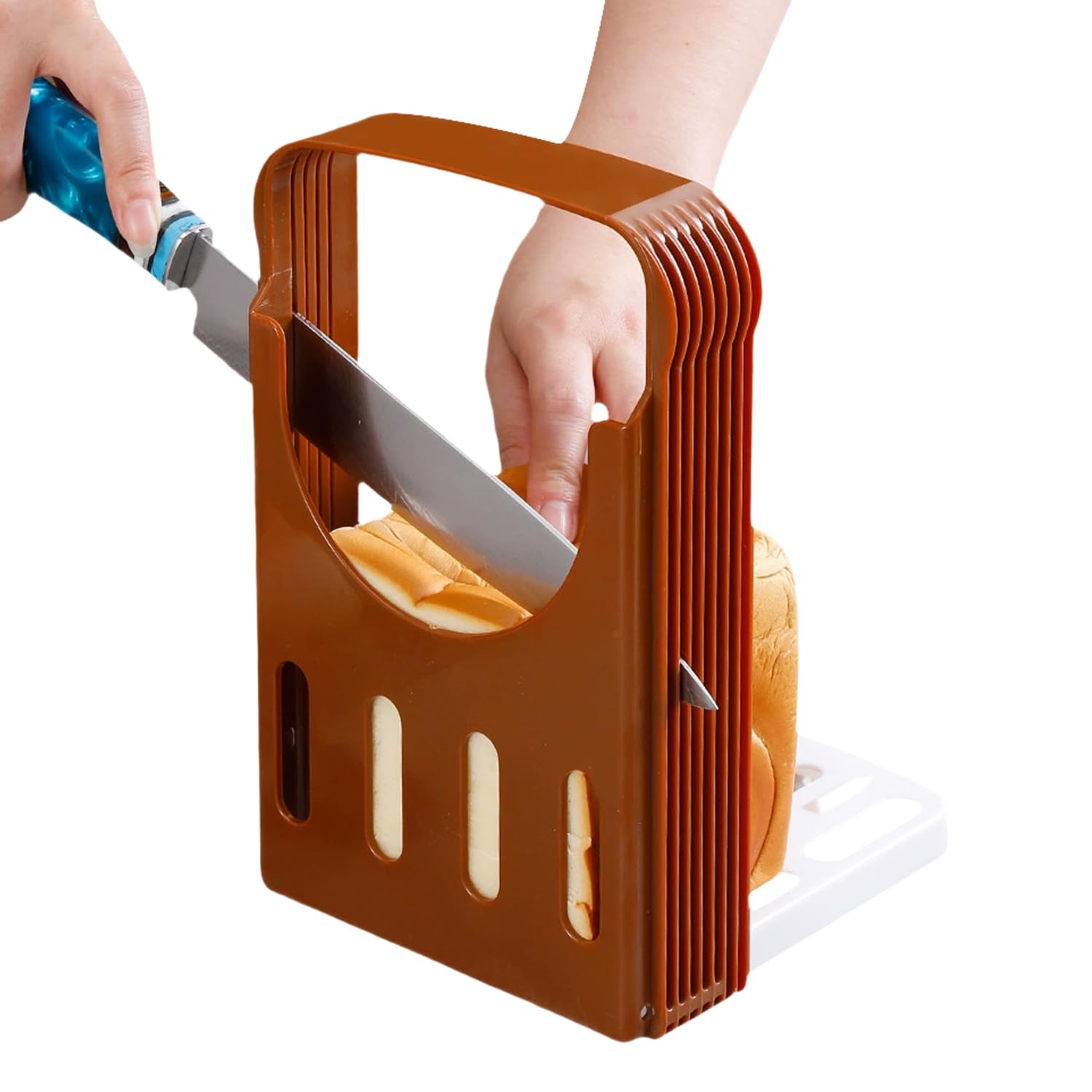 Adjustable Bread Slicer & Toast Cutting Guide - Foldable Compact Plastic Kitchen Tool with 4 Thickness Options for Perfect Sandwiches, Breakfast & Baking