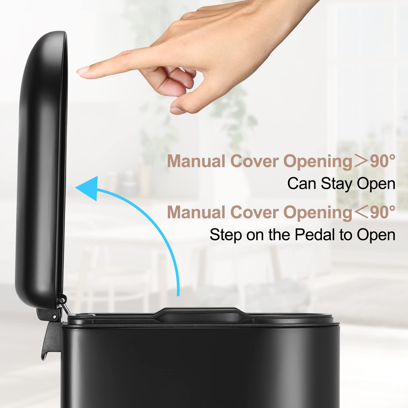 Black Step-on Metal Kitchen Trash Can Set with Lid - 10.6 & 2.6 Gallon Combo for Kitchen, Office, Bathroom - Odor Control & Hands-Free Waste Disposal for Home & Commercial Use
