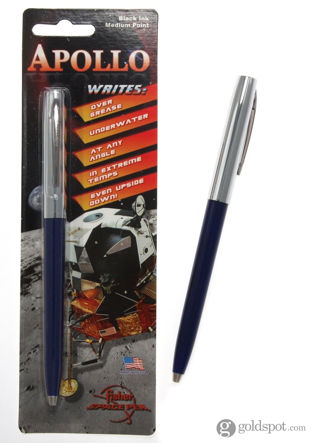 Fisher Space Pen Cap-O-Matic Ballpoint Pen - Blue with Chrome Trim - Perfect for Writing in Extreme Conditions, Space, Underwater & Everyday Use