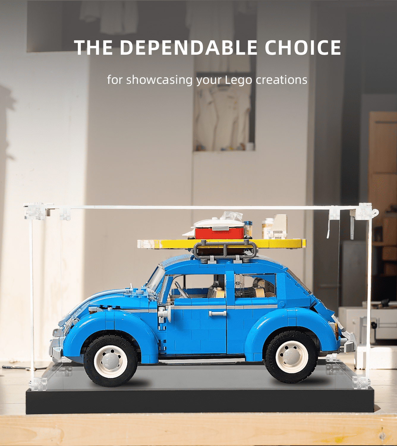 LEGO Creator Volkswagen Beetle 10252 Display Case - Clear Acrylic Protection for LEGO Car Model - Perfect for Showcase, Collection, and Dust-Free Storage