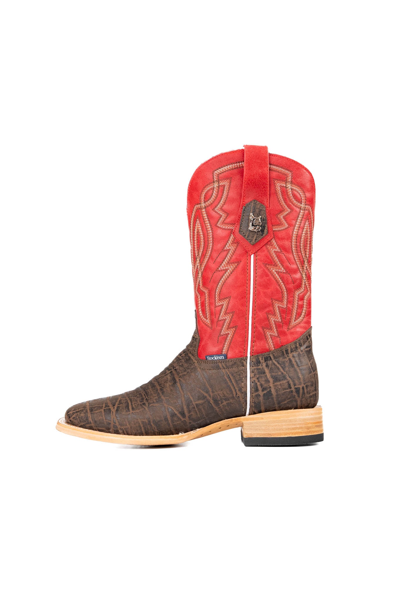 Renegade Square Toe Cowboy Boots for Men - Genuine Leather Western Riding Boots with Elephant Print - Perfect for Rodeo, Country Music Festivals & Outdoor Adventures