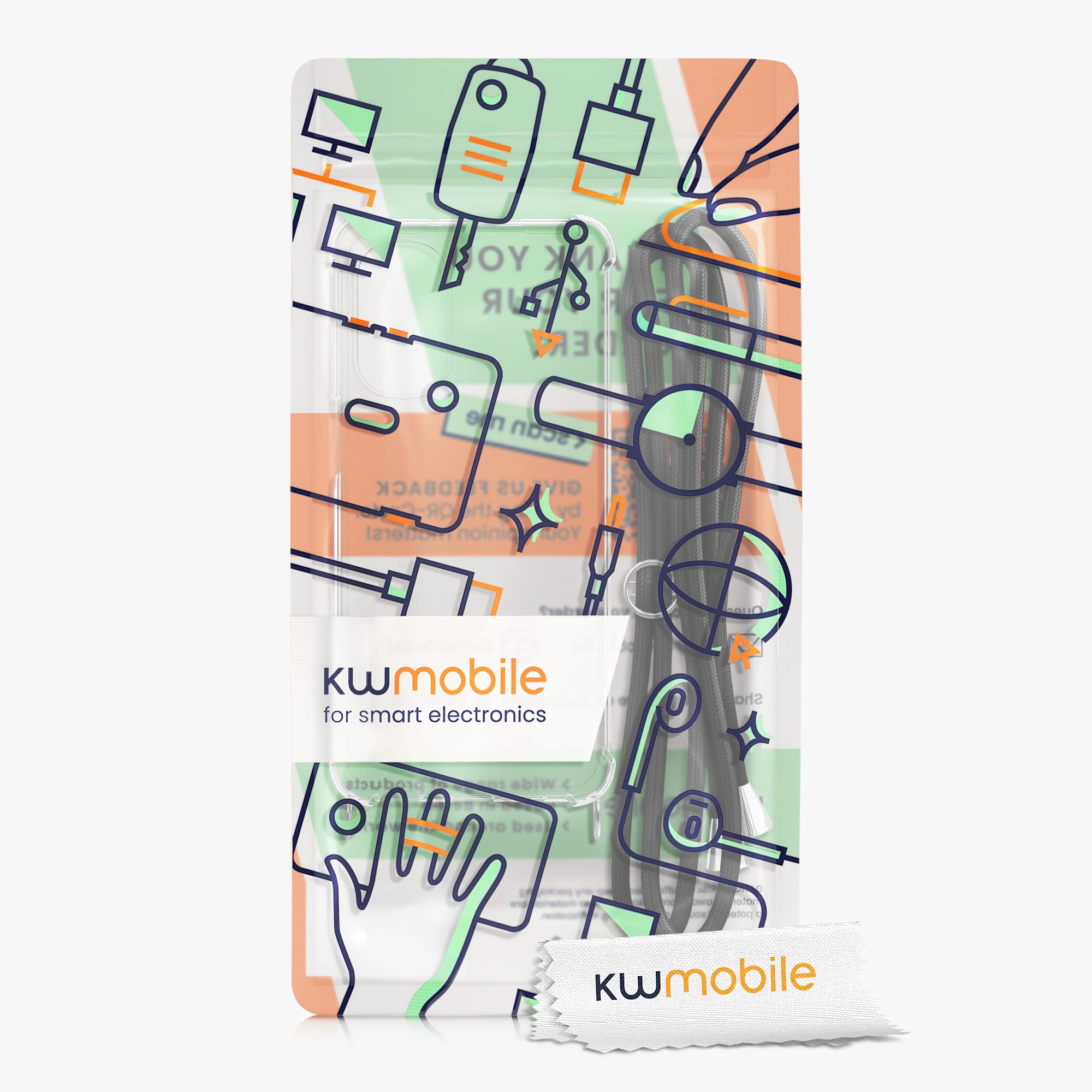 kwmobile Clear TPU Crossbody Phone Case Compatible with Motorola Moto G52 & Moto G82 5G - Shockproof Protective Cover with Lanyard Strap (Transparent/Black) - Perfect for Travel, Shopping & Outdoor Activities