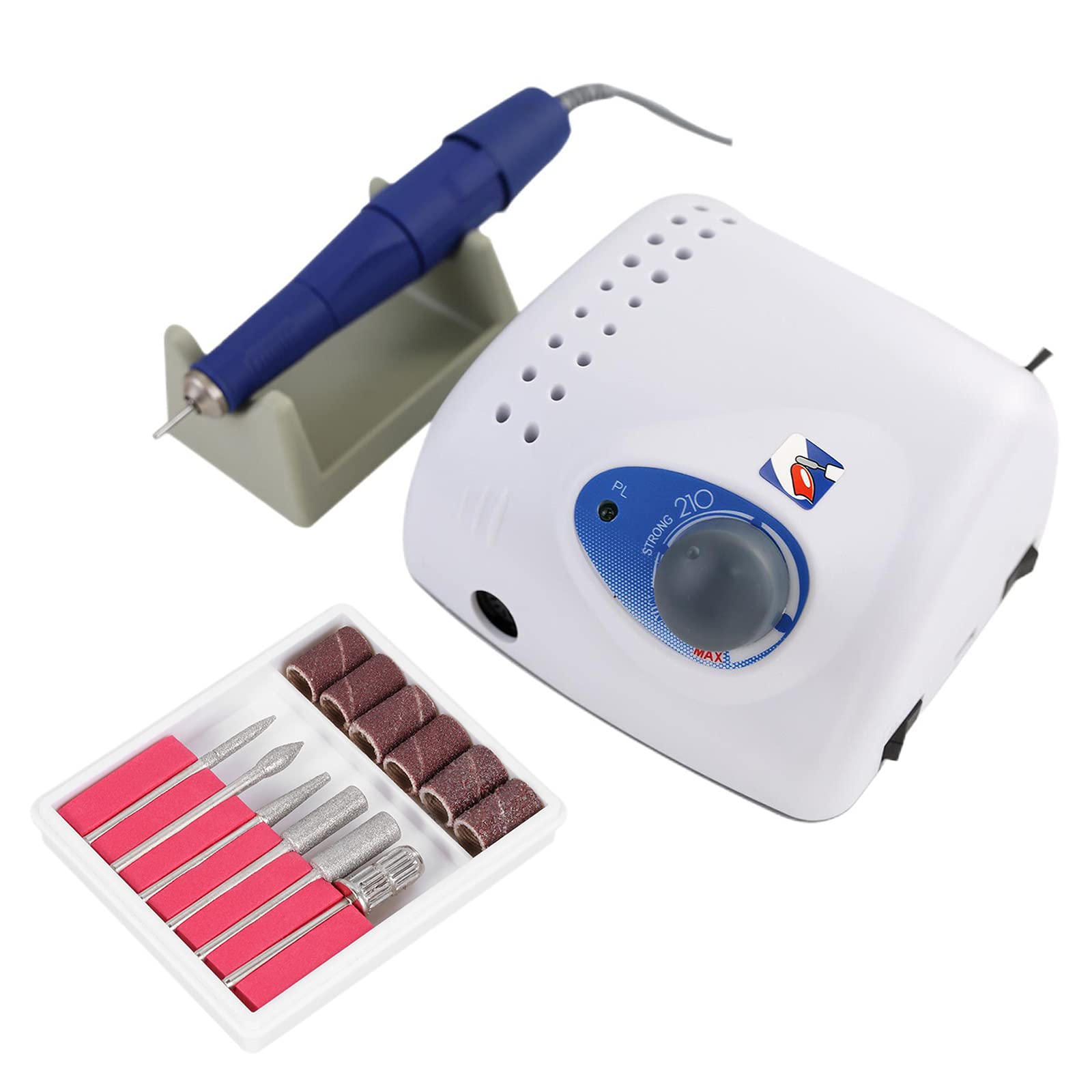 Professional 35000RPM Electric Nail Drill Machine with Foot Pedal & Nail Pen Holder - High Speed Nail File for Acrylic Nails, Manicure, Grinding, Polishing & Cuticle Removal (White, EU Plug) - Perfect for Salon Professionals & Home Nail Care
