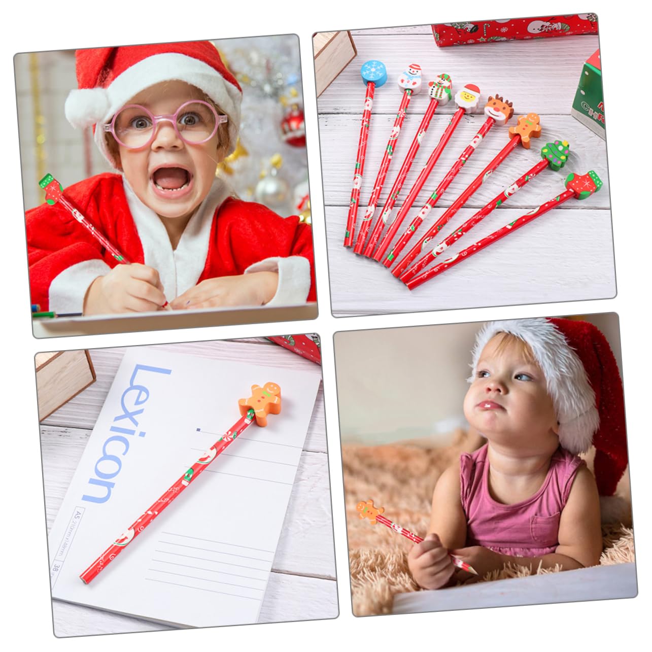 KONTONTY 24-Pack Christmas Wooden Graphite Pencils - Premium Writing & Drawing Pencils for School, Office, Holiday Gifts & DIY Crafts