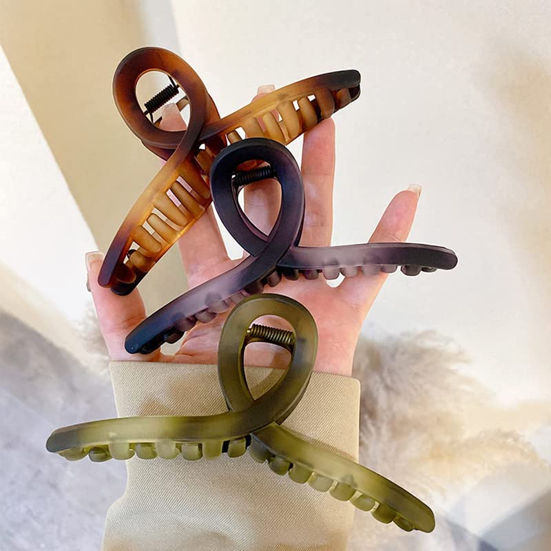 FAMEZA Large Matte Hair Claw Clips for Women - 5.1 Inch Oversized Butterfly Hair Clips for Long Thick Hair (4-Pack) - Perfect for Ponytails, Buns & Everyday Hairstyles