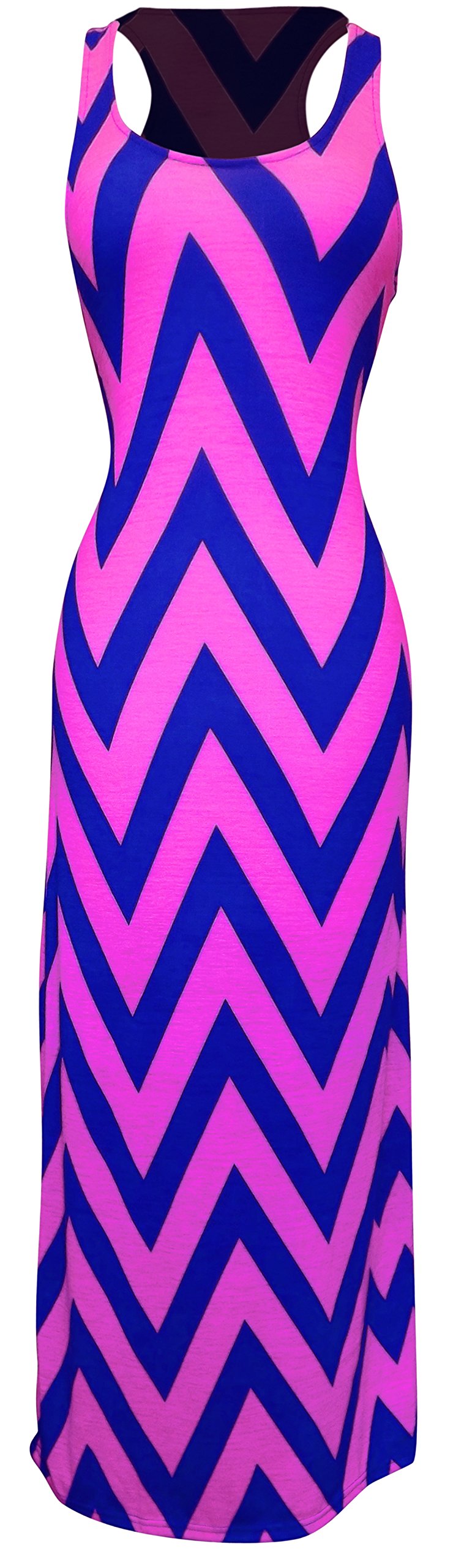 Boho Chic Women's Maxi Dress with Chevron Pattern - Flowy Summer & Spring Long Dress for Beach, Vacation, and Casual Outings