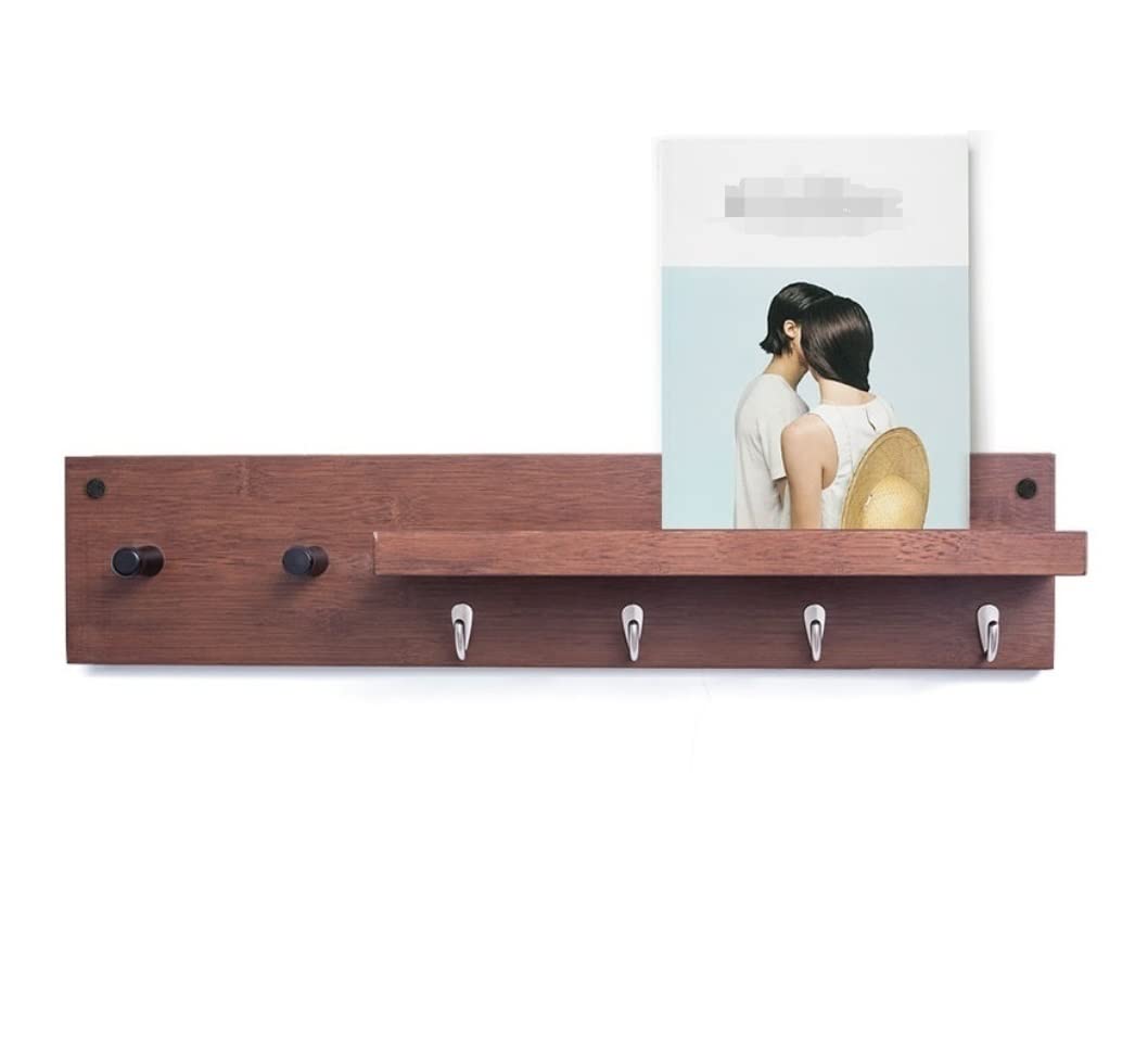 Bamboo Wall-Mounted Coat Hook Rack - Space-Saving Entryway Shelf for Hanging Coats, Hats & Bags | Perfect for Hallway, Bathroom, Living Room & Bedroom Organization | Durable Hanging Shelf for Home & Office Decor