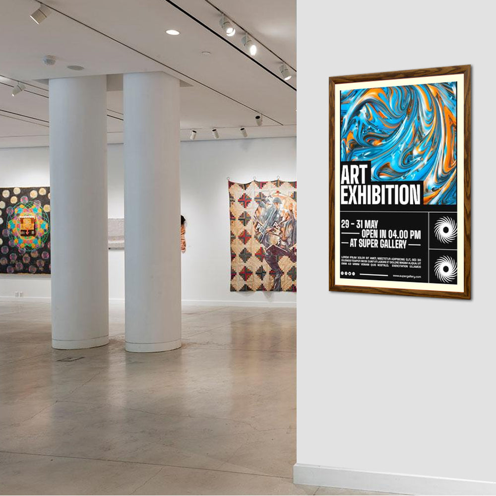 22x34 Designer Wood Snap Frames for Posters with 2 Wide Matboard - Perfect for Home Decor, Office Displays & Art Gallery Exhibitions