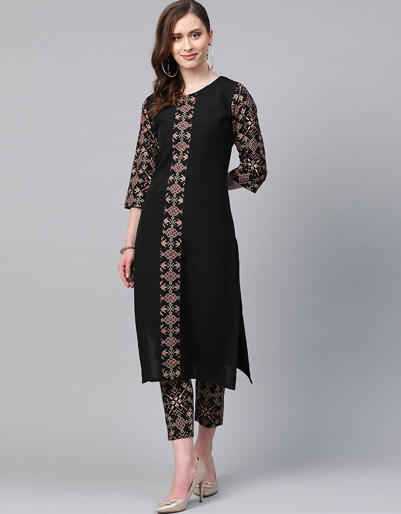Black Crepe Straight Leg Pants for Women - Comfortable Office & Casual Wear - Perfect for Work, Travel & Everyday Outfits