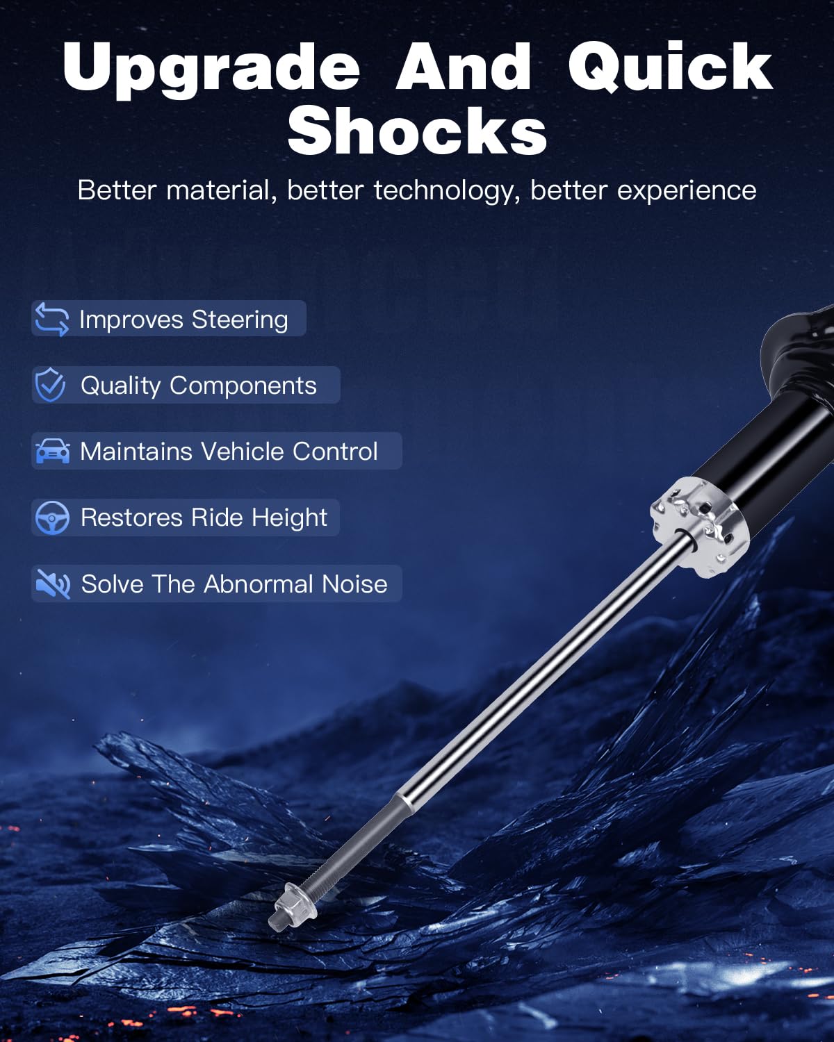 ECCPP Front Shock Absorbers for 2004-2008 Honda Fit, 2004-2008 Acura TL, 2004-2008 Acura TSX, 2003-2007 Honda Accord - Gas Shocks Pair (341330) - Improve Ride Comfort & Stability for City Driving & Highway Cruising
