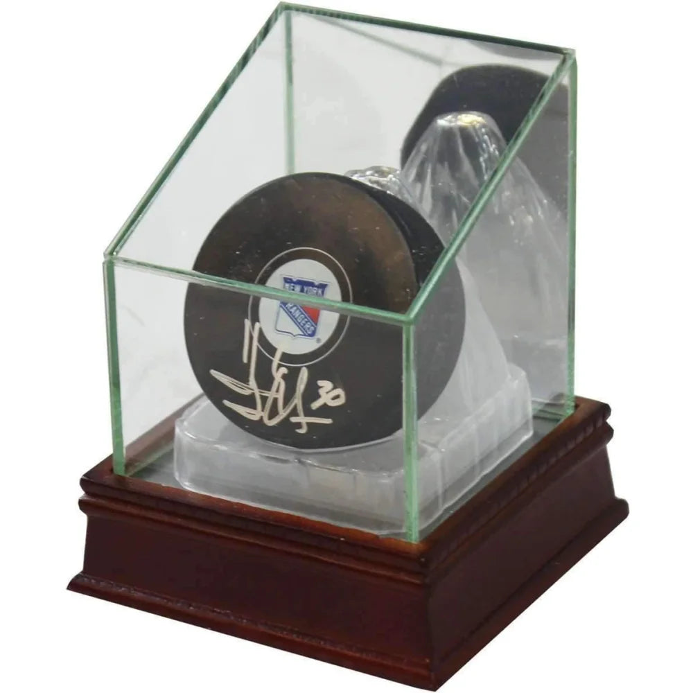 Official NHL Hockey Puck Glass Display Case - Premium Acrylic Showcase for Collectible Hockey Pucks - Perfect for Sports Memorabilia, Man Cave Decor & Gift Ideas