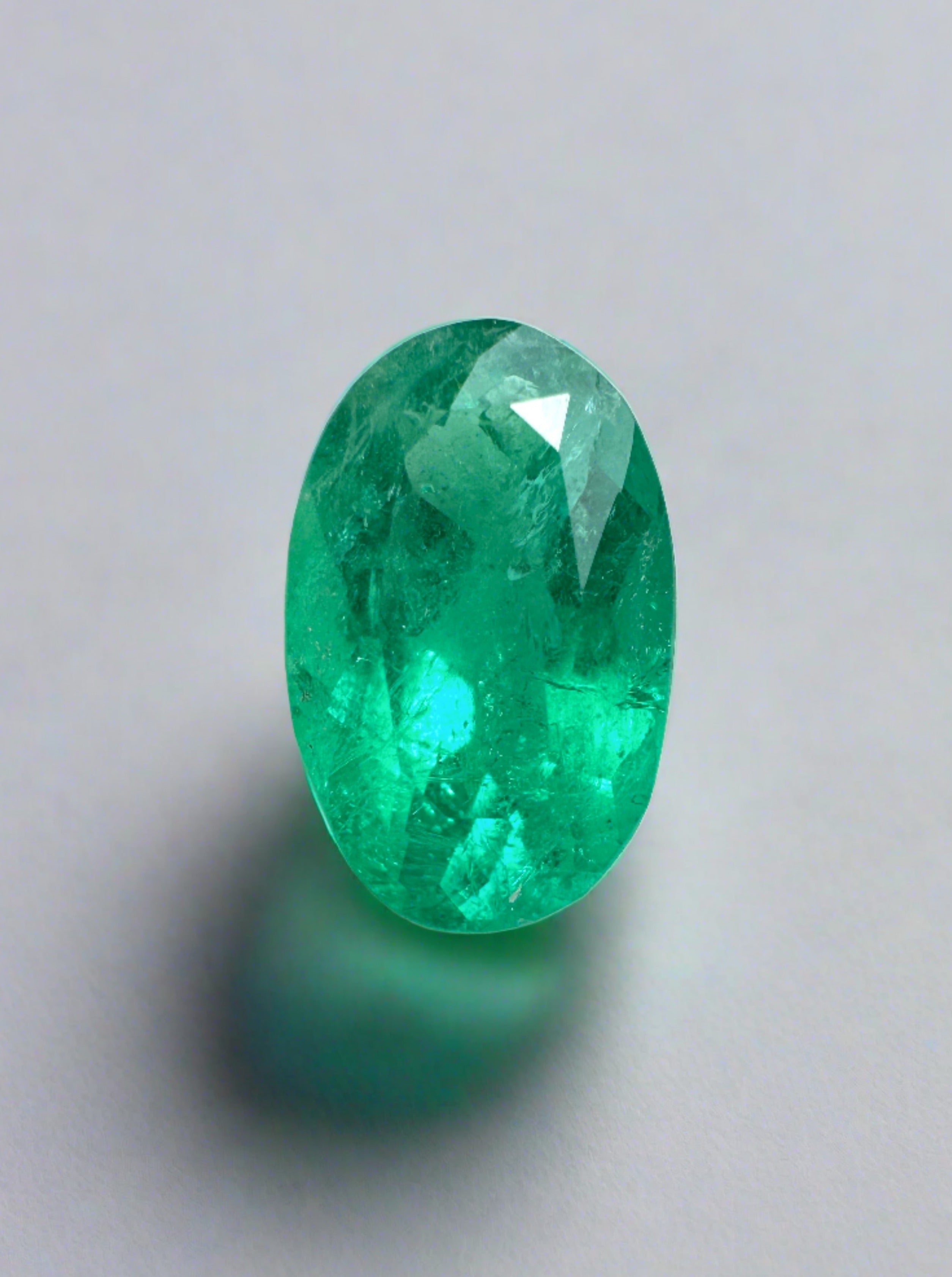 1.35 Carat 9.5x6mm Elongated Oval Cut Natural Colombian Emerald - Grass Green Loose Gemstone for Jewelry Making, Engagement Rings & Collector's Items