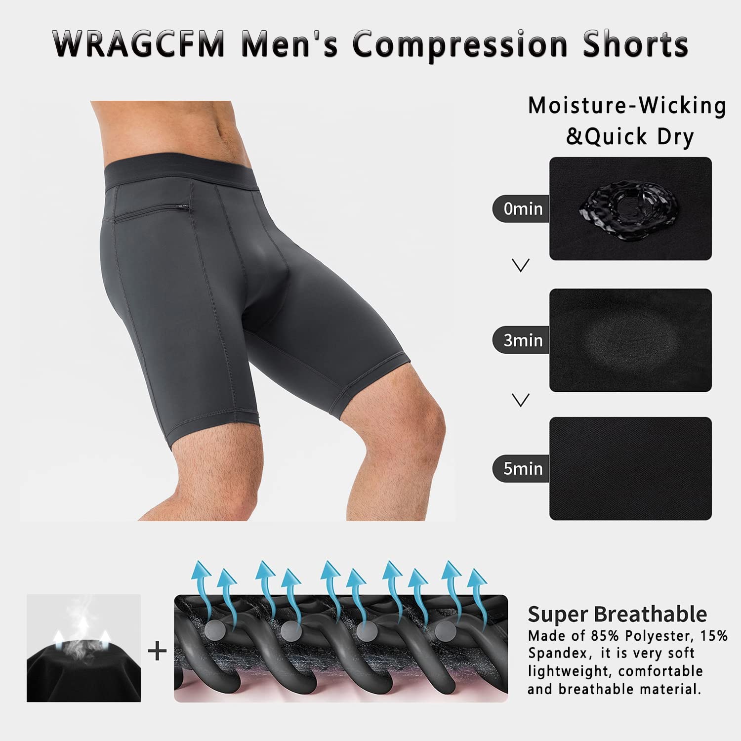 Men's Compression Shorts with Pockets - Breathable Running & Workout Shorts for Athletic Performance - Gym, Cycling & Sports Underwear
