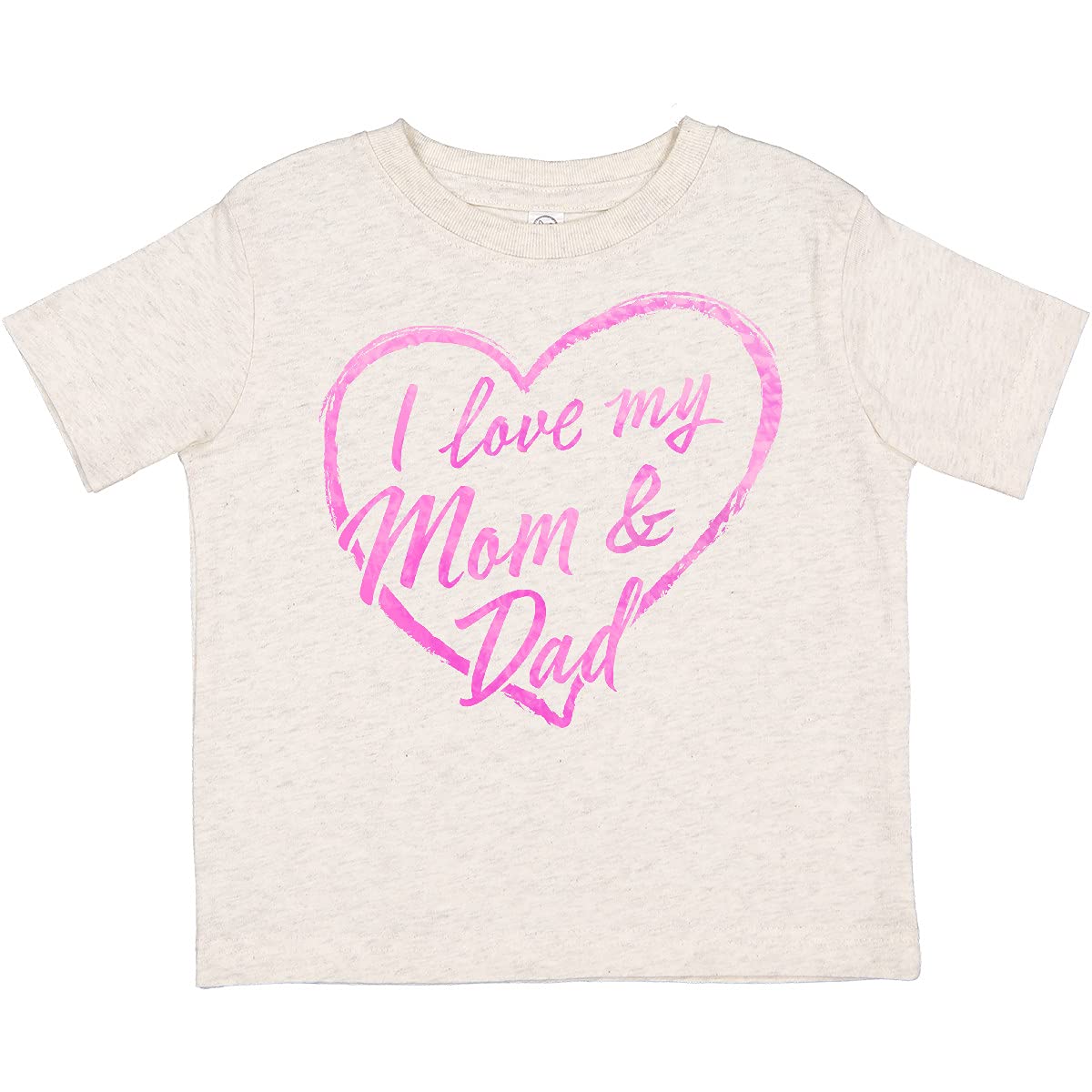 I Love My Mom and Dad Pink Chalk Heart Toddler T-Shirt | Cute Kids Graphic Tee for Family Photos & Special Occasions