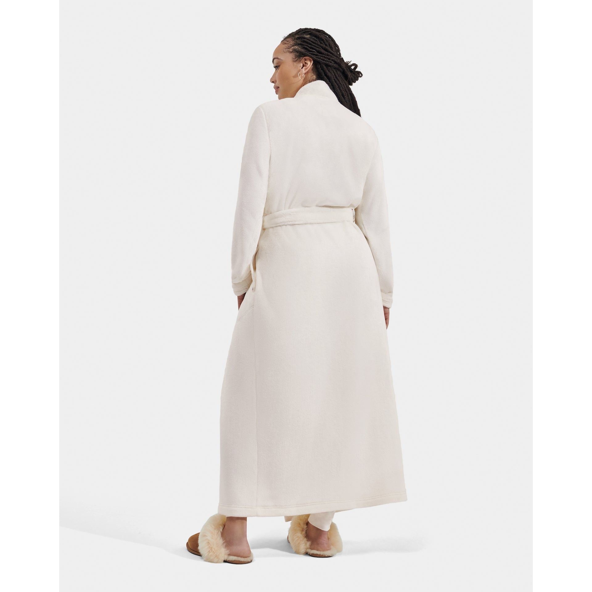 UGG Women's Marlow Robe - Soft Plush Fleece Bathrobe with Pockets, Nimbus Grey - Cozy Loungewear for Spa, Home & Winter Relaxation