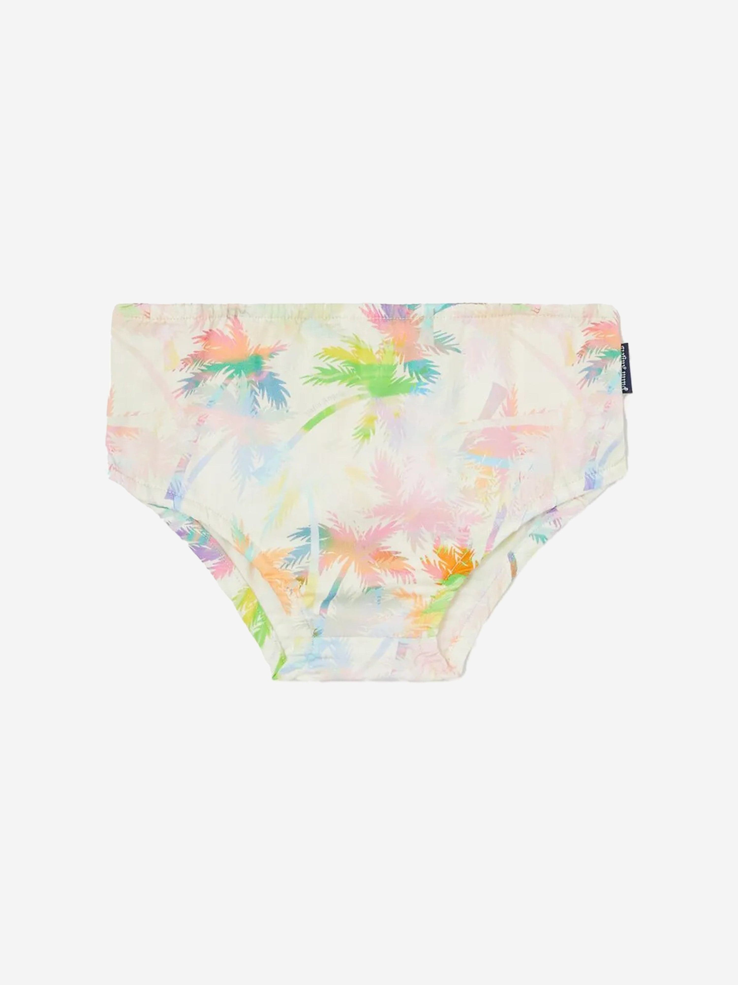 Baby Girls AOP Palms Strap Dress in Ivory - Cute Summer Outfit for Beach, Party & Photoshoot