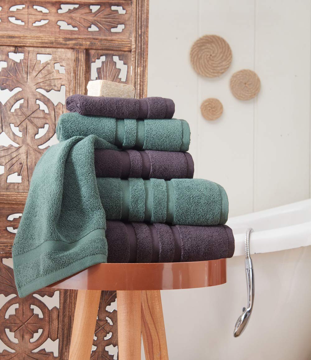 Premium Turkish Cotton Bath Towel Set - 6-Piece Dark Green Luxury Hotel & Spa Towels | Ultra Soft & Highly Absorbent for Bathroom, Pool & Spa Use