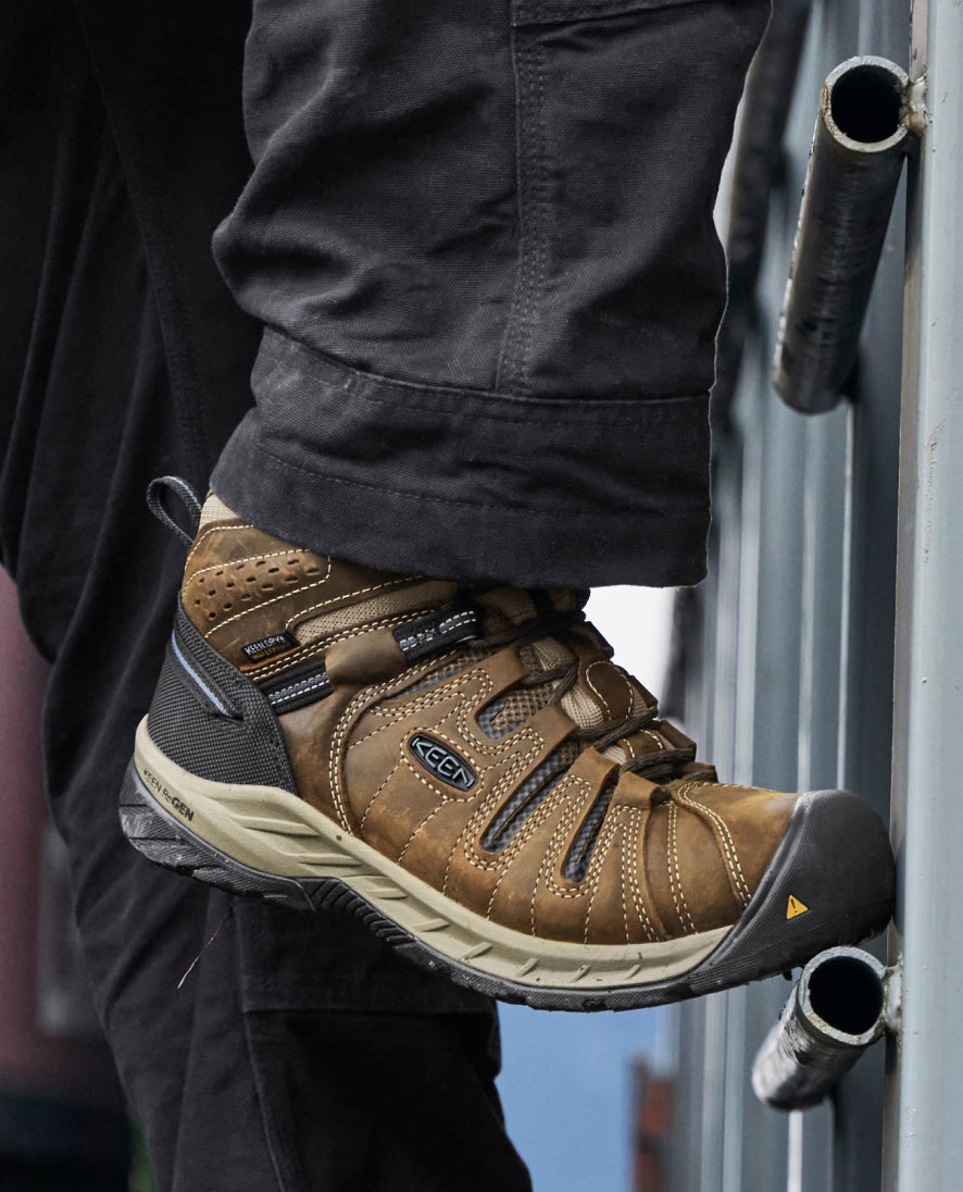 **Men's Flint II Steel Toe Waterproof Work Boots - Cascade Brown/Orion Blue - Durable & Comfortable for Construction, Hiking & Outdoor Work**