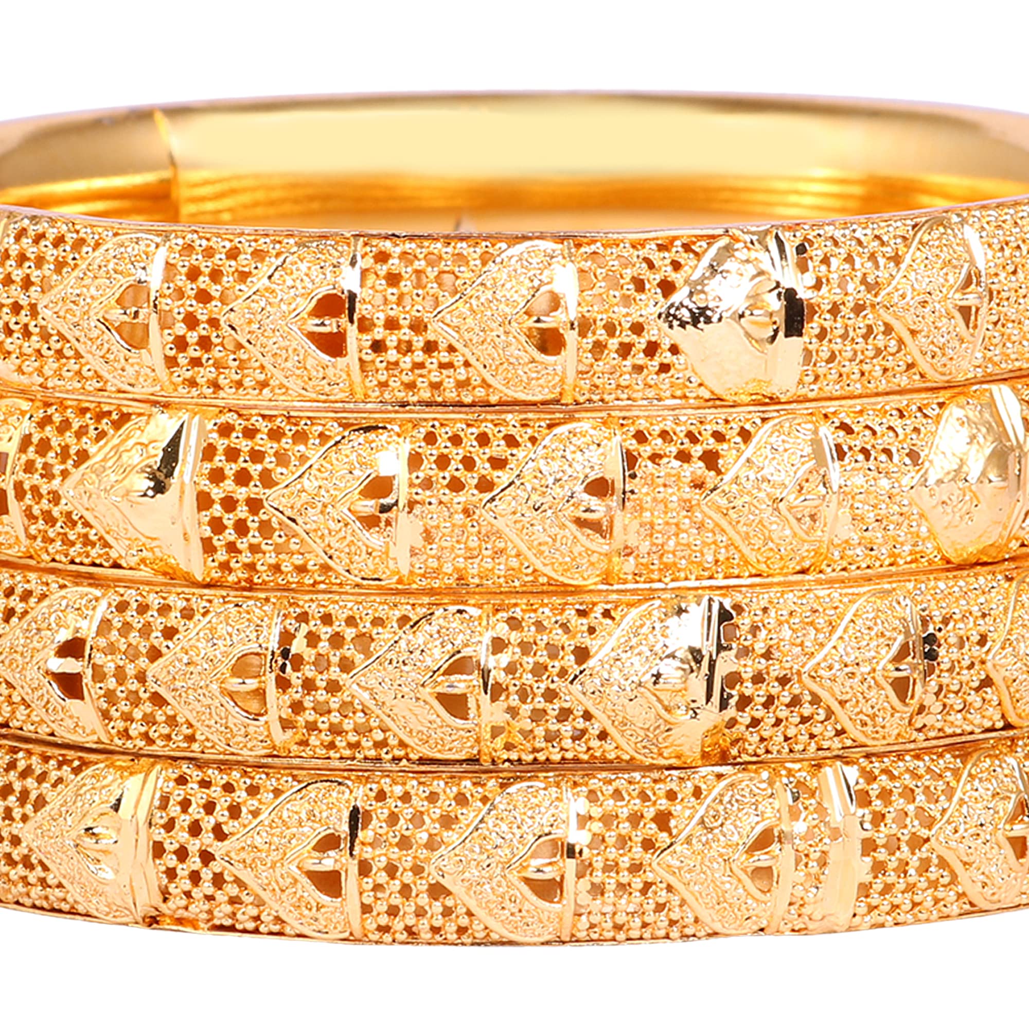 Indian Gold Plated Bangles Set of 4 - Traditional Pola Bangles for Women | Bollywood Jewelry | Trendy Costume Bracelets for Weddings, Parties & Festive Occasions
