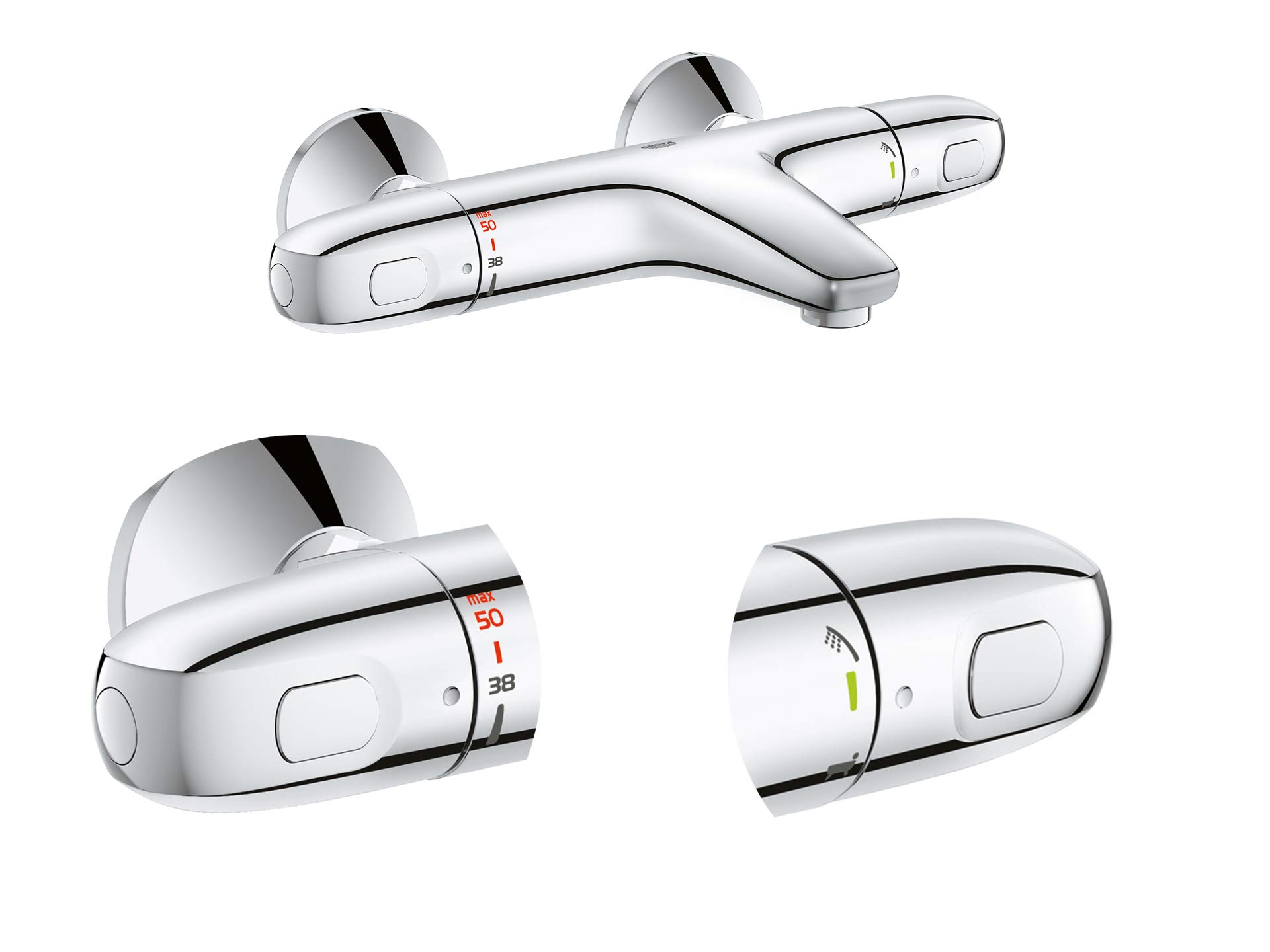 GROHE 34439003 Grohtherm 1000 Thermostatic Shower Mixer Valve - Premium Bathroom Faucet for Temperature Control | Perfect for Modern Bathrooms & Spa-Like Showers