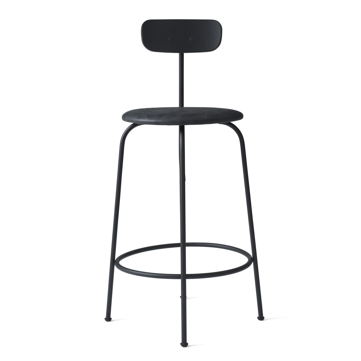 AUDO CPH Afteroom Counter Chair - Modern Leather Upholstered Bar Stool with Black/Black Dunes Design - Perfect for Kitchen Islands, Breakfast Bars & Contemporary Dining Areas