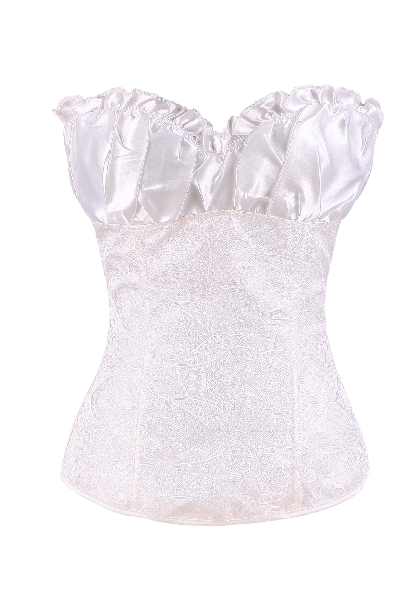 YMING Women's Lace-Up Boned Puffy Renaissance Overbust Corset Top - Plus Size Bustier for Shapewear & Vintage Costume - Perfect for Renaissance Fairs, Cosplay and Burlesque Shows