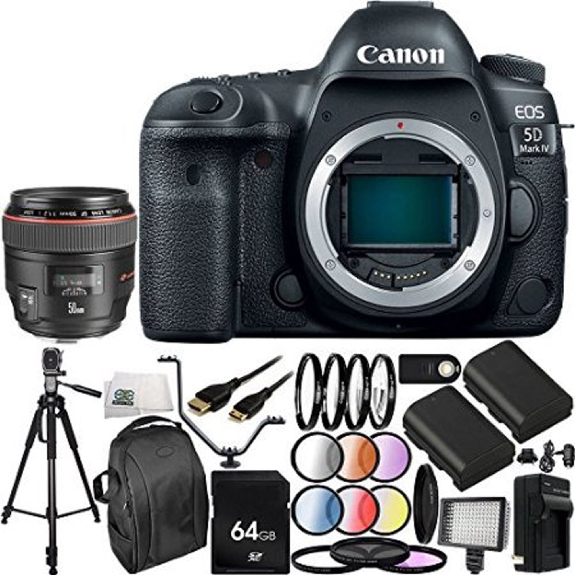 Canon EOS 5D Mark IV DSLR Camera with EF 50mm f/1.2L USM Lens - 30PC Professional Photography Accessory Kit for Wedding, Portrait & Landscape Photography