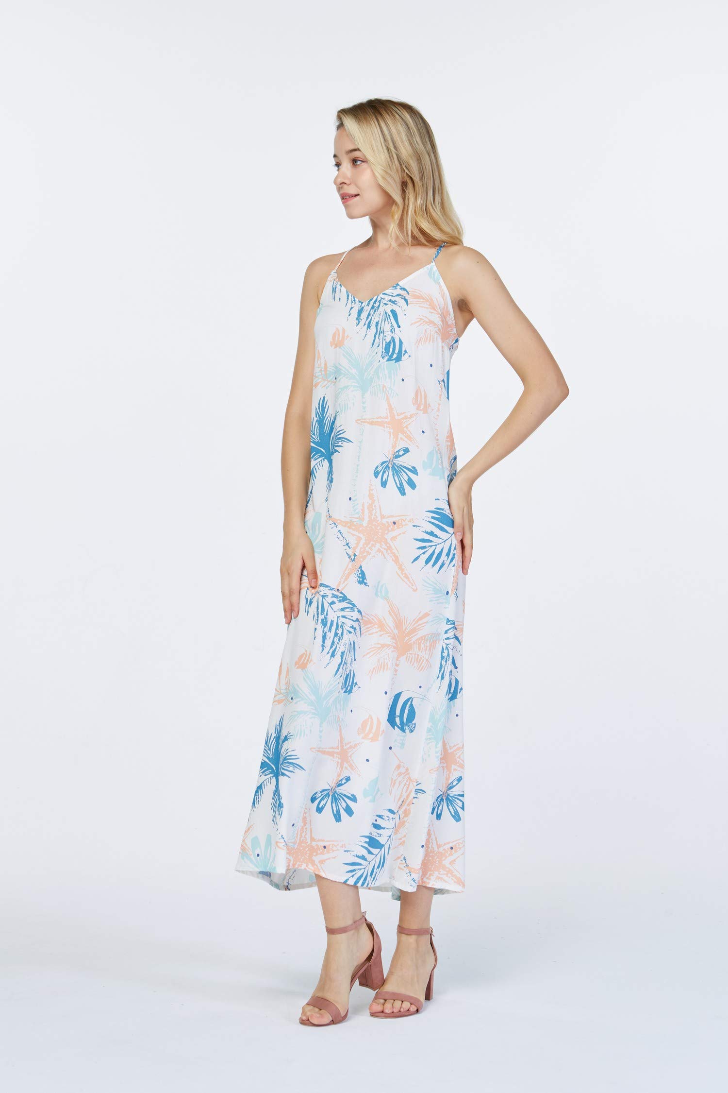 Women's Floral Hawaiian Luau Beach Sunset Print Maxi Sweetheart Dress - Perfect for Summer Vacations, Beach Parties, and Tropical Getaways