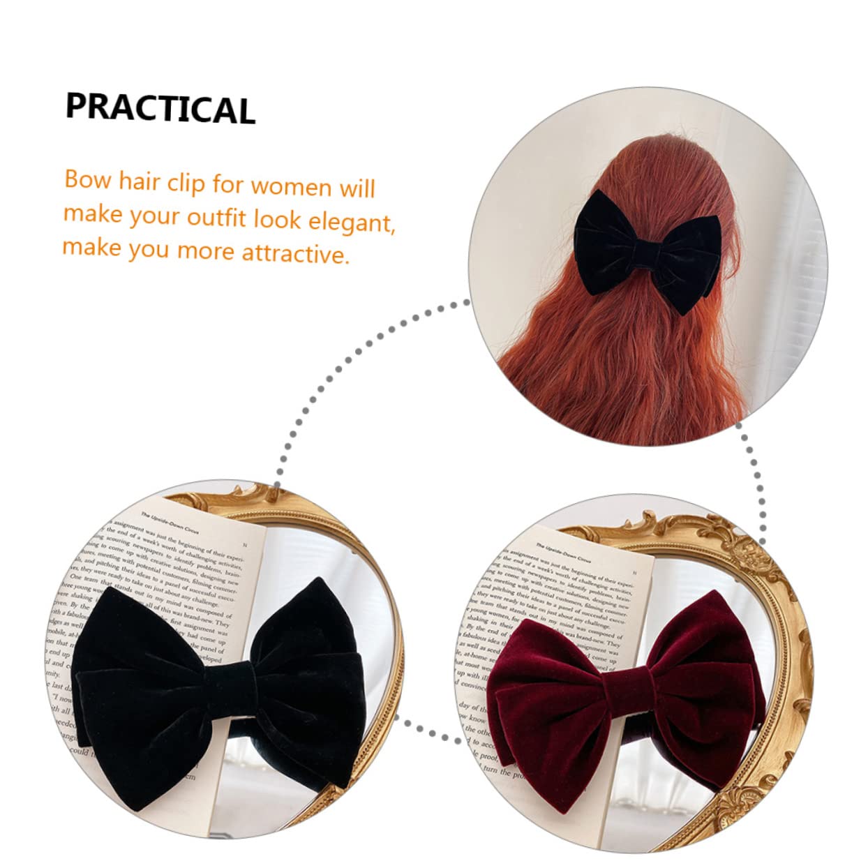 FRCOLOR 3 Sets Elegant Bow Hair Clips for Women - Large Hair Barrettes & Hairpins for Girls, Parties, Weddings & Special Occasions - 2pcs x 3 Pack - Perfect for Bridal, Prom, Birthday & Formal Events