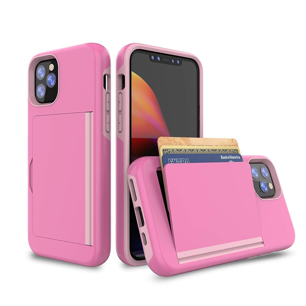 iPhone 11 Pro Case with Card Holder & Credit Card Slots - Slim Protective Wallet Cover (Pink) - Perfect for Everyday Use, Travel & Hands-Free Convenience