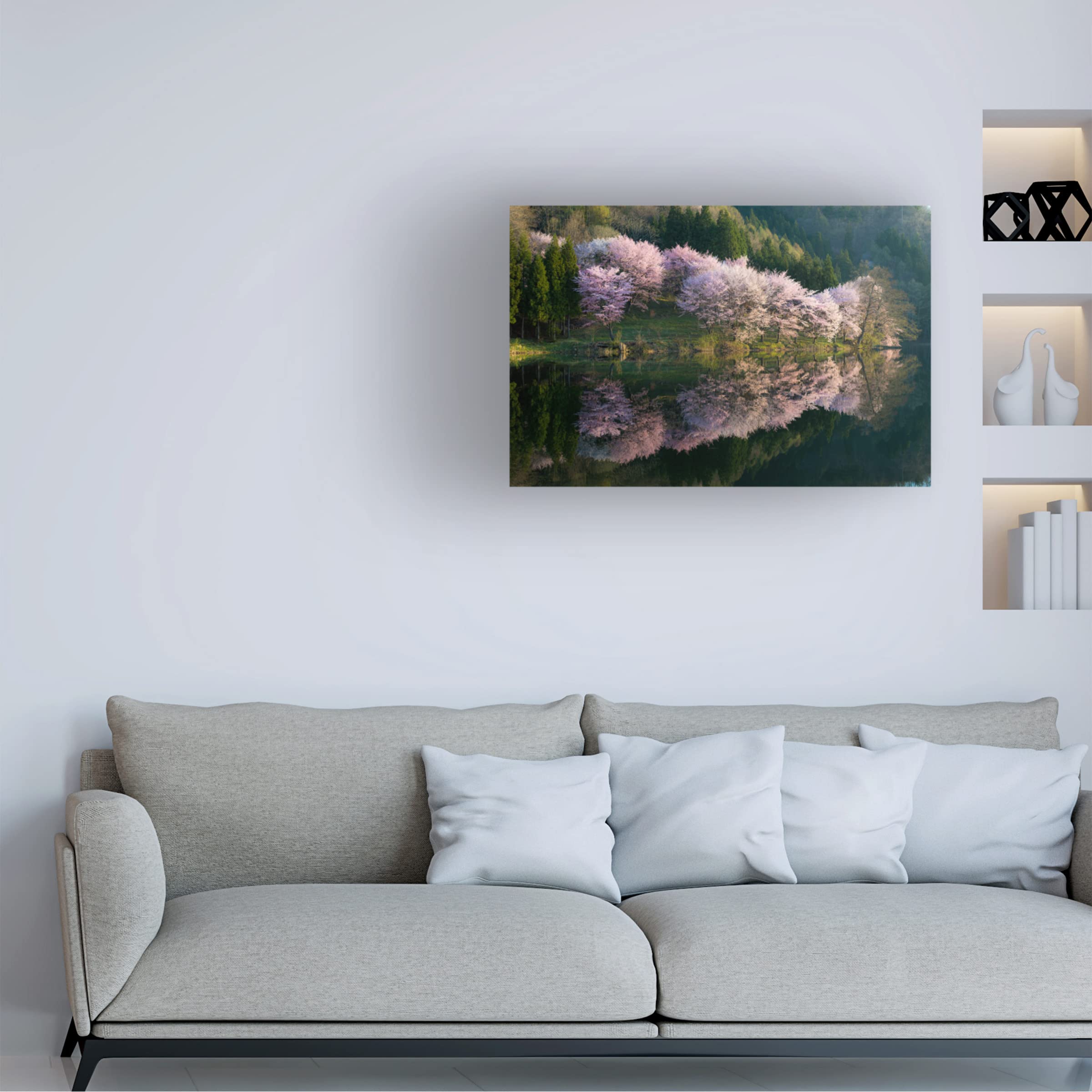 Trademark Fine Art 'Sakura' Canvas Print by Tatsuki Ito - Japanese Cherry Blossom Wall Decor for Living Room, Bedroom & Office