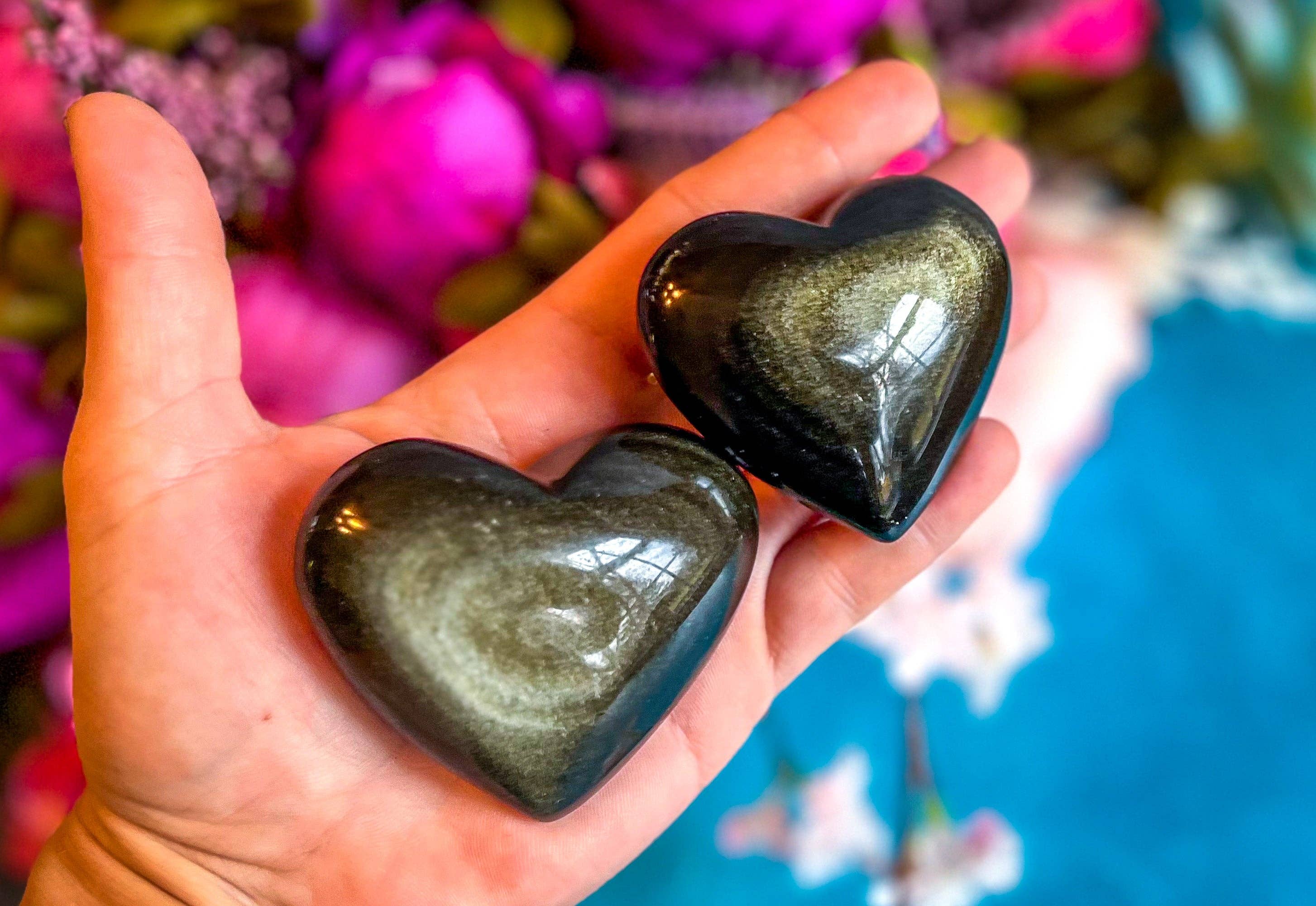 Gold Obsidian Heart Pendant Necklace - Natural Stone Jewelry for Women - Perfect for Gifts, Meditation & Spiritual Healing