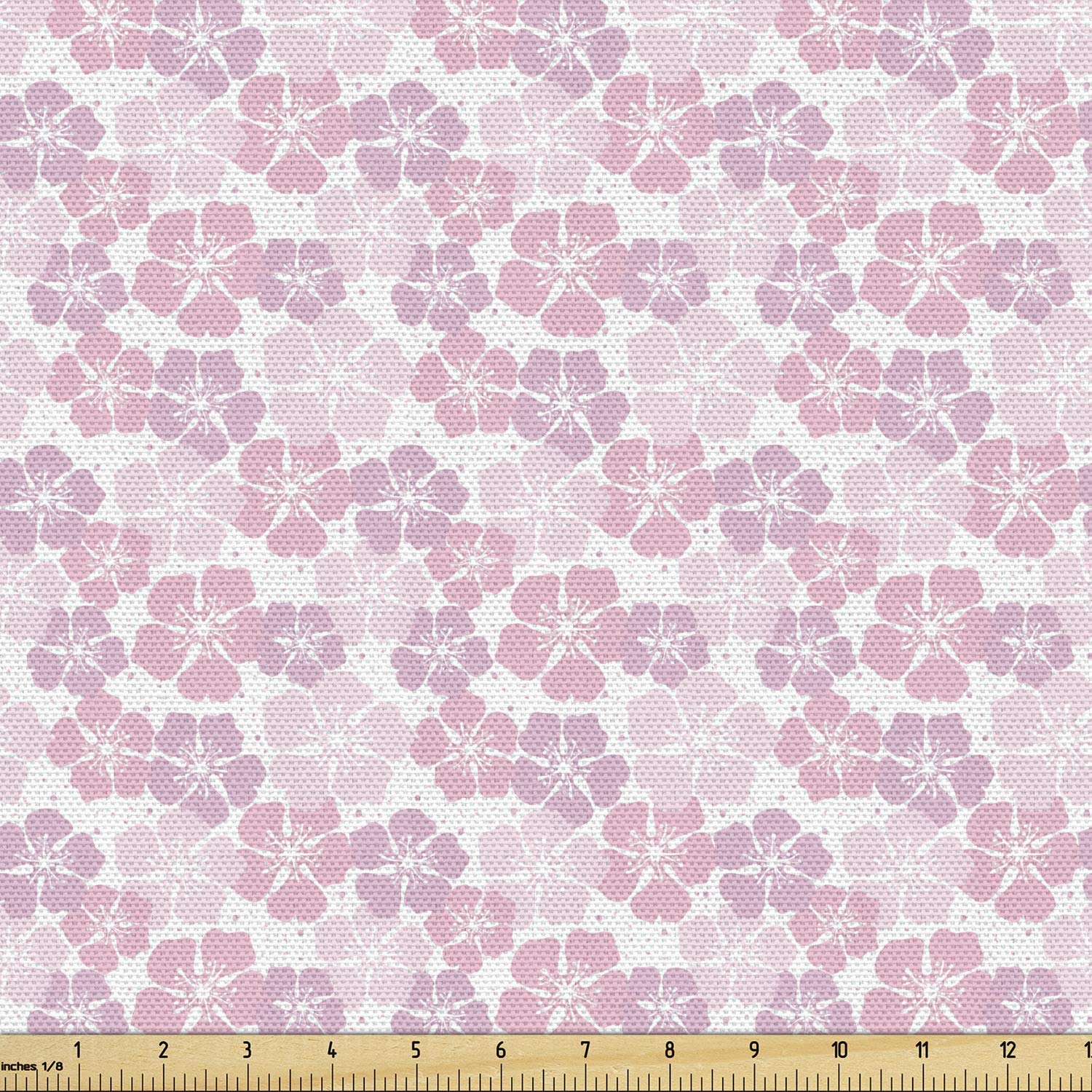 Ambesonne Floral Fabric by The Yard - Continuous Pastel Blush Tone Flowers on White Backdrop, Decorative Upholstery Fabric for Sofa, Curtains & Home Decor (10 Yards, White Rose Pale Pink) - Perfect for DIY Projects, Wedding Decor & Boho Chic Home Accents