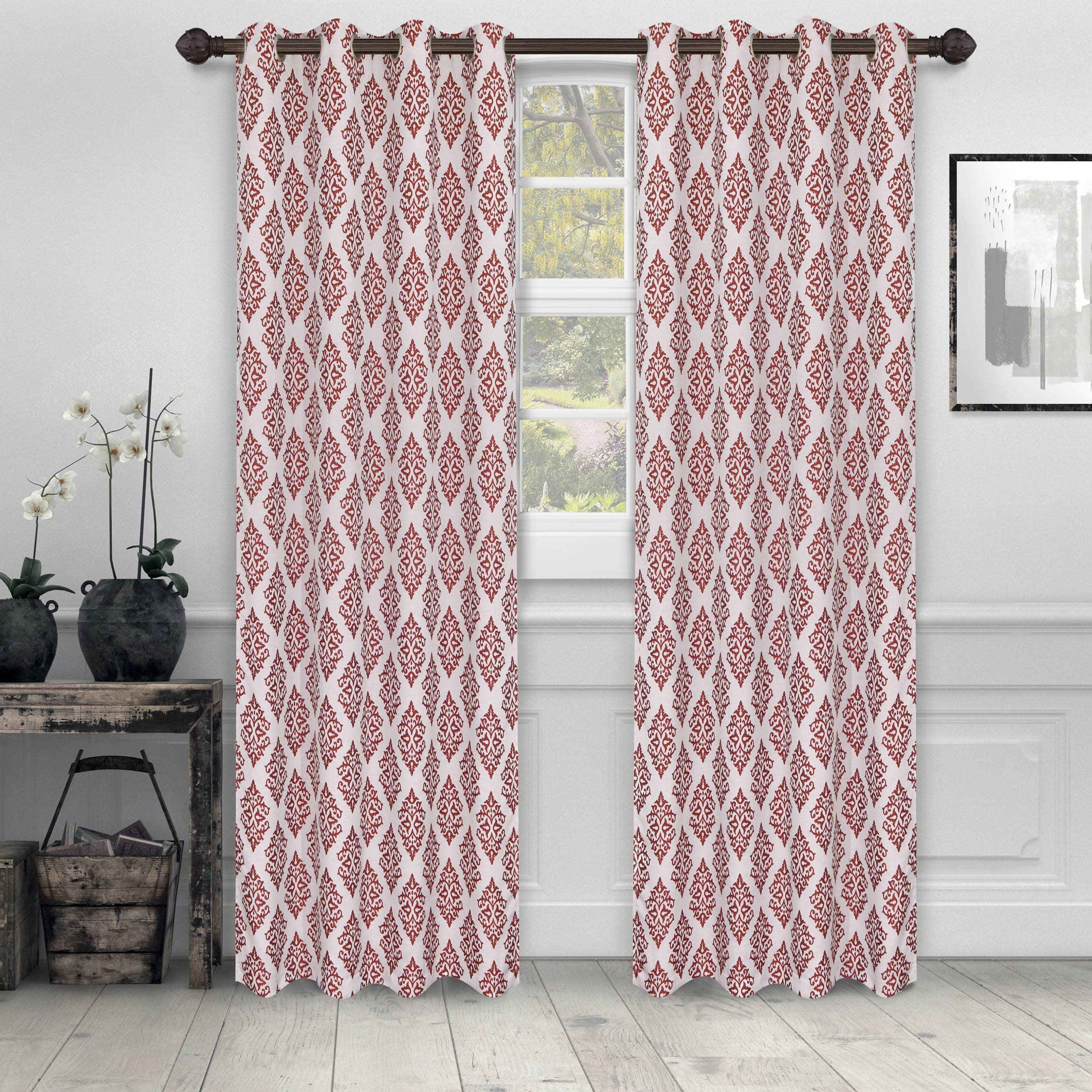 Elegant Venetian Damask Jacquard Embroidered Curtains Set of 2 - 52