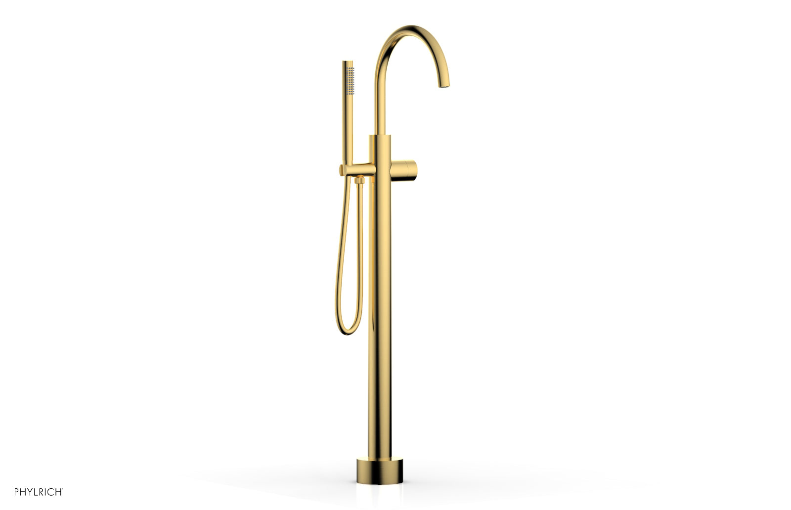 BASIC II Tall Floor Mount Tub Filler with Smooth Handle & Hand Shower - Model 230 46 01 - Perfect for Modern Bathroom Renovations and Spa-Like Showers