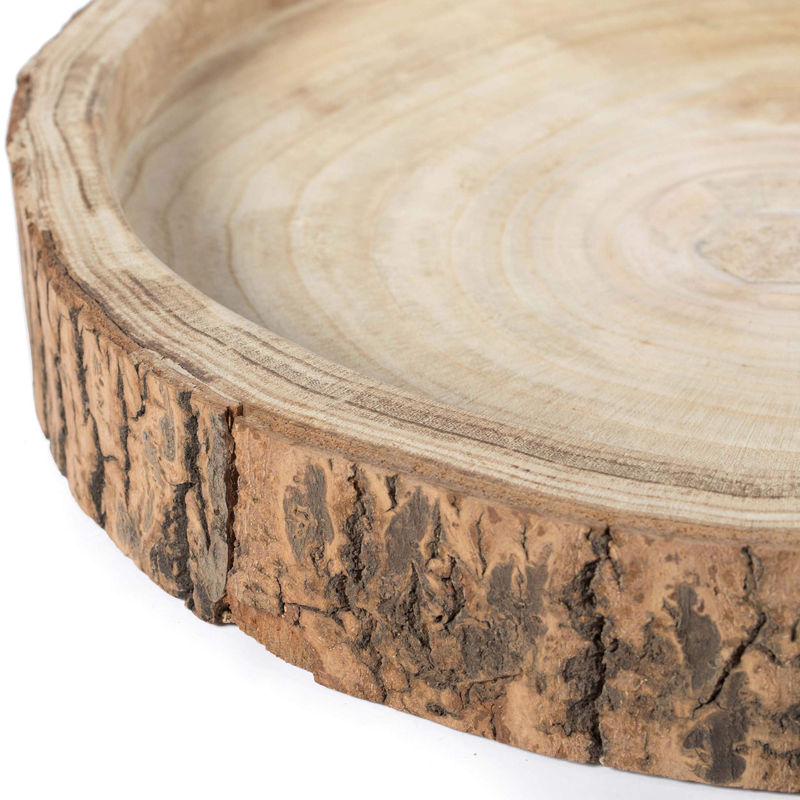 Natural Wood Tree Bark Indented Display Tray - Set of 4 Rustic Serving Plates for Charcuterie, Cheese, Desserts | Perfect for Farmhouse Weddings, Holiday Parties & Home Decor