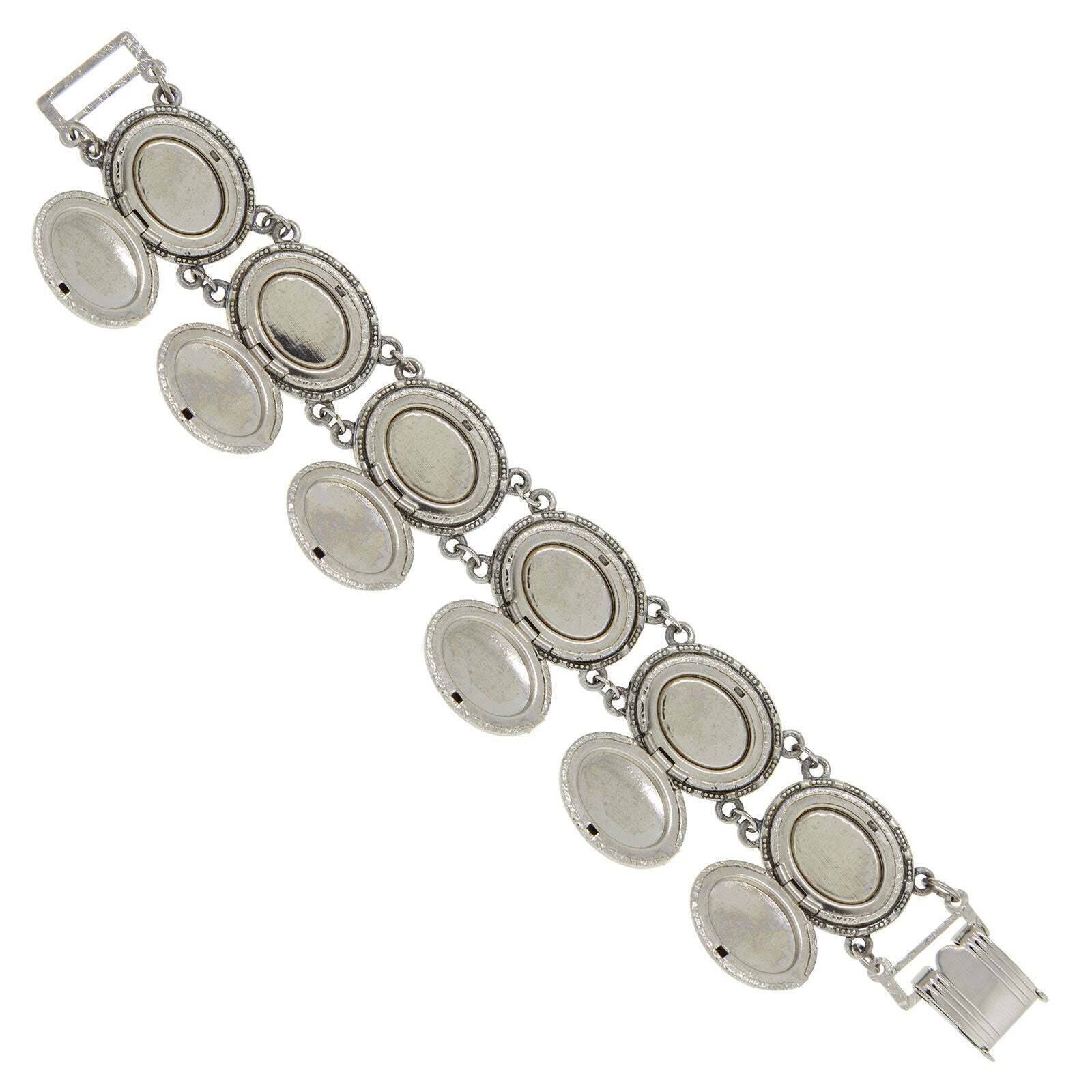 1928 Jewelry Vintage Etched Vine Oval Locket Link Bracelet - Perfect for Weddings, Anniversaries & Special Occasions