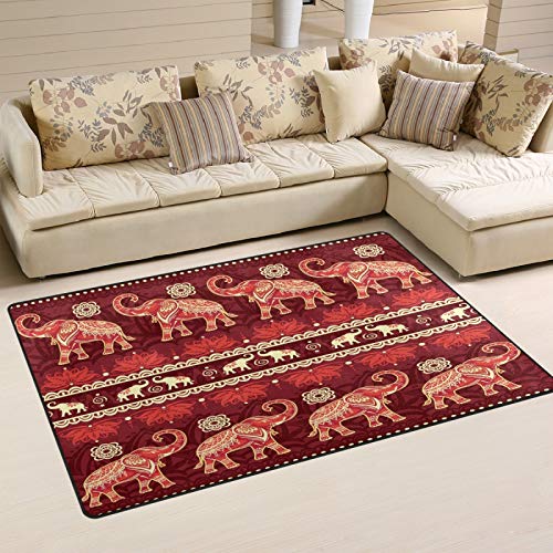 ALAZA Non-Slip Red Elephant Print Area Rug 2' x 3' - Modern Floor Mat for Living Room, Bedroom & Dining Room - Soft Home Decor for Kids Room, Nursery & Play Areas