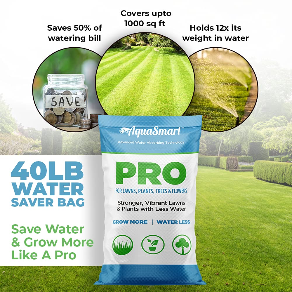 Premium Super Absorbent Natural Biodegradable Water Storing Polymer Crystals - 40lb Bulk for Drought-Resistant Gardening, Landscaping & Agriculture | Soil Moisture Retention, Water Conservation Solution