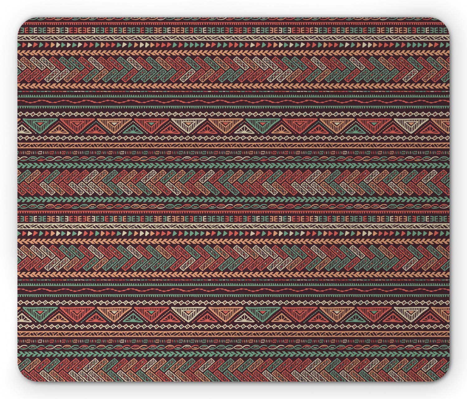 Ambesonne Boho Mouse Pad - Hand Drawn Triangle Design with Colorful Latin American Folklore Motifs, Non-Slip Rubber Base, Standard Size Rectangle Mousepad for Office & Gaming (Multicolor) - Perfect for Home, Office & Computer Workstations