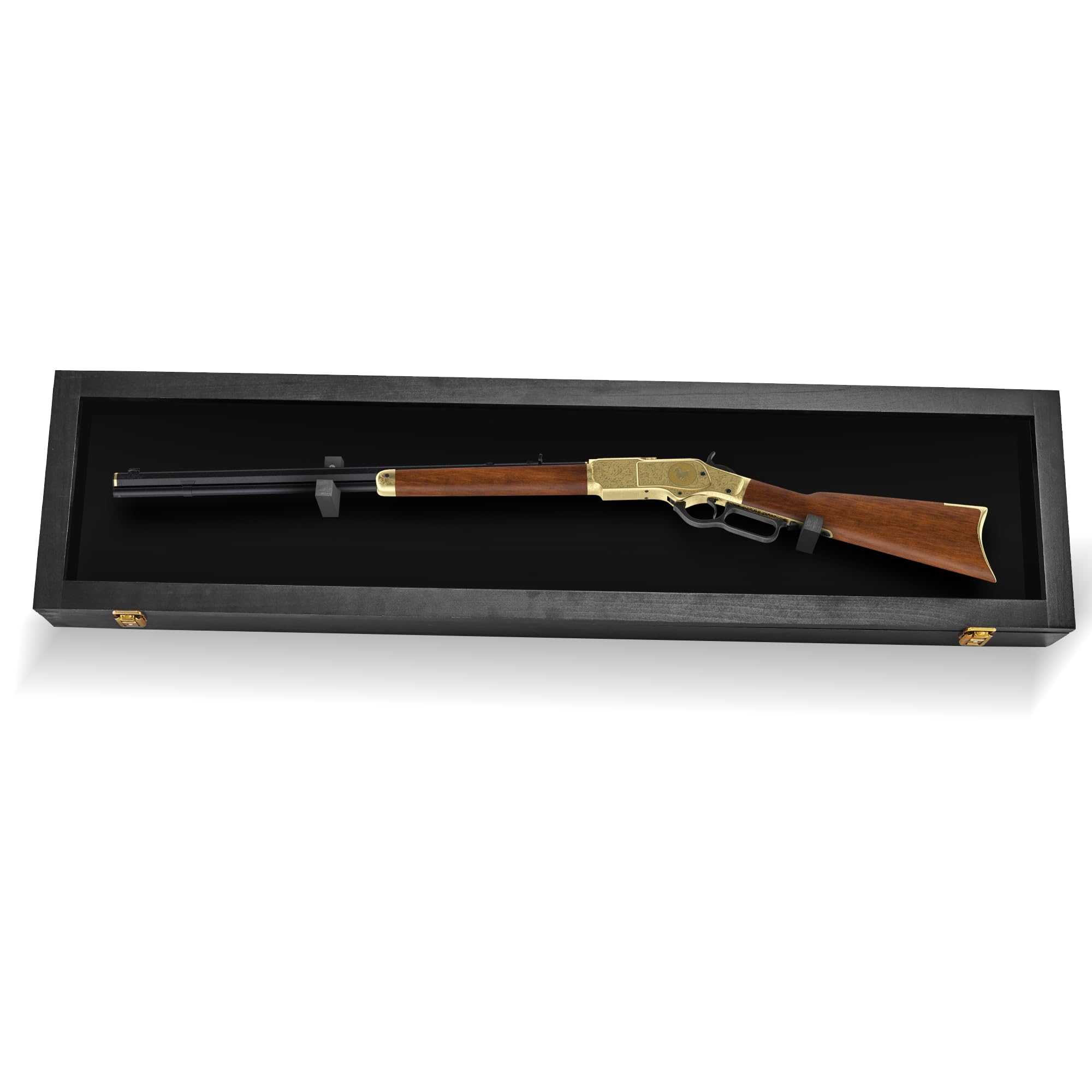 Lockable Gun Display Case for Rifles & Shotguns - Wall Mounted Acrylic Door Gun Cabinet with Sword Display - Secure Firearm Storage for Home, Office, or Hunting Lodge