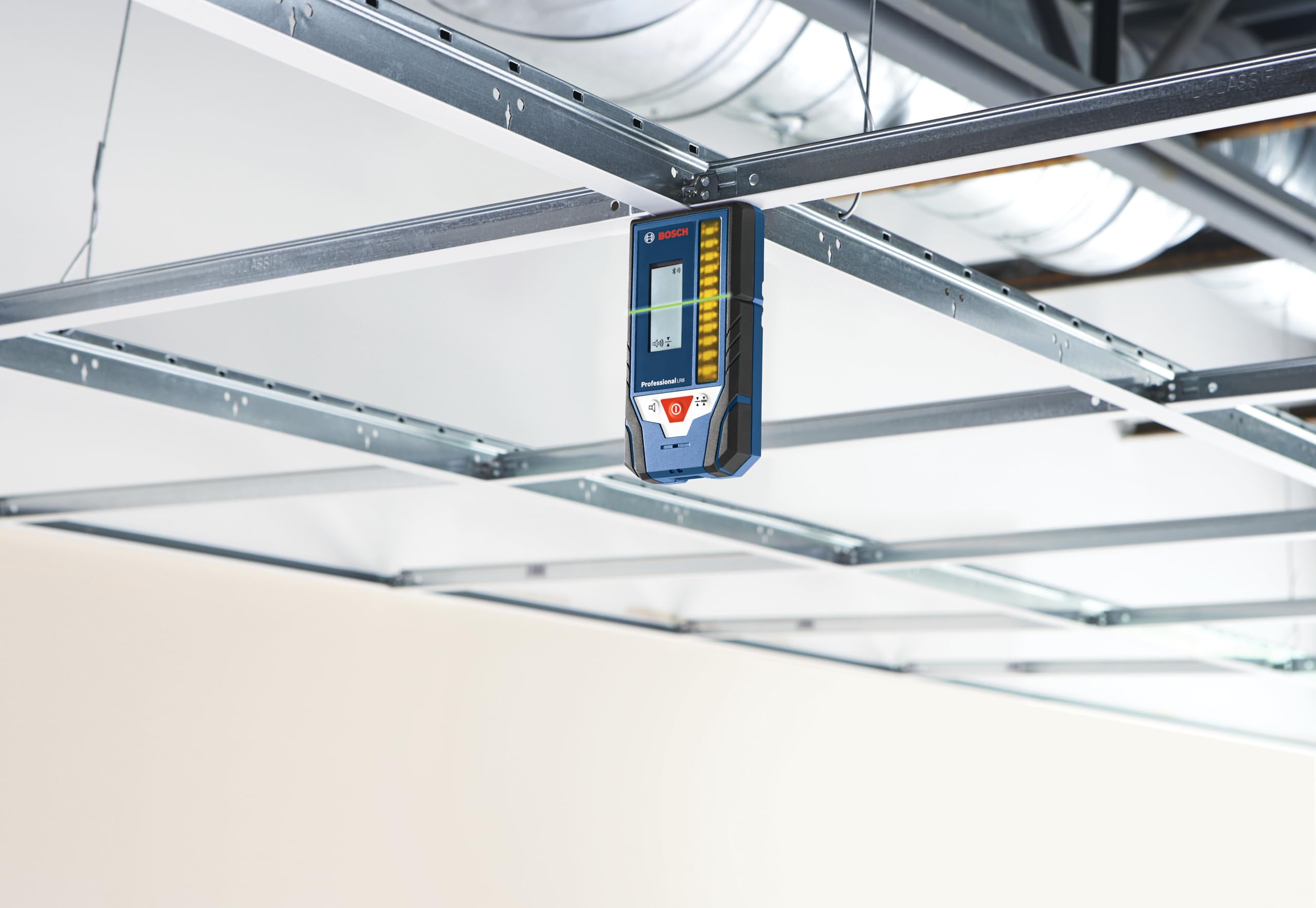 BOSCH LR8 165 ft. Red and Green-Beam Line Laser Receiver with Mounting Bracket, 2 AA Batteries & Belt Pouch - Perfect for Construction, Landscaping and DIY Projects
